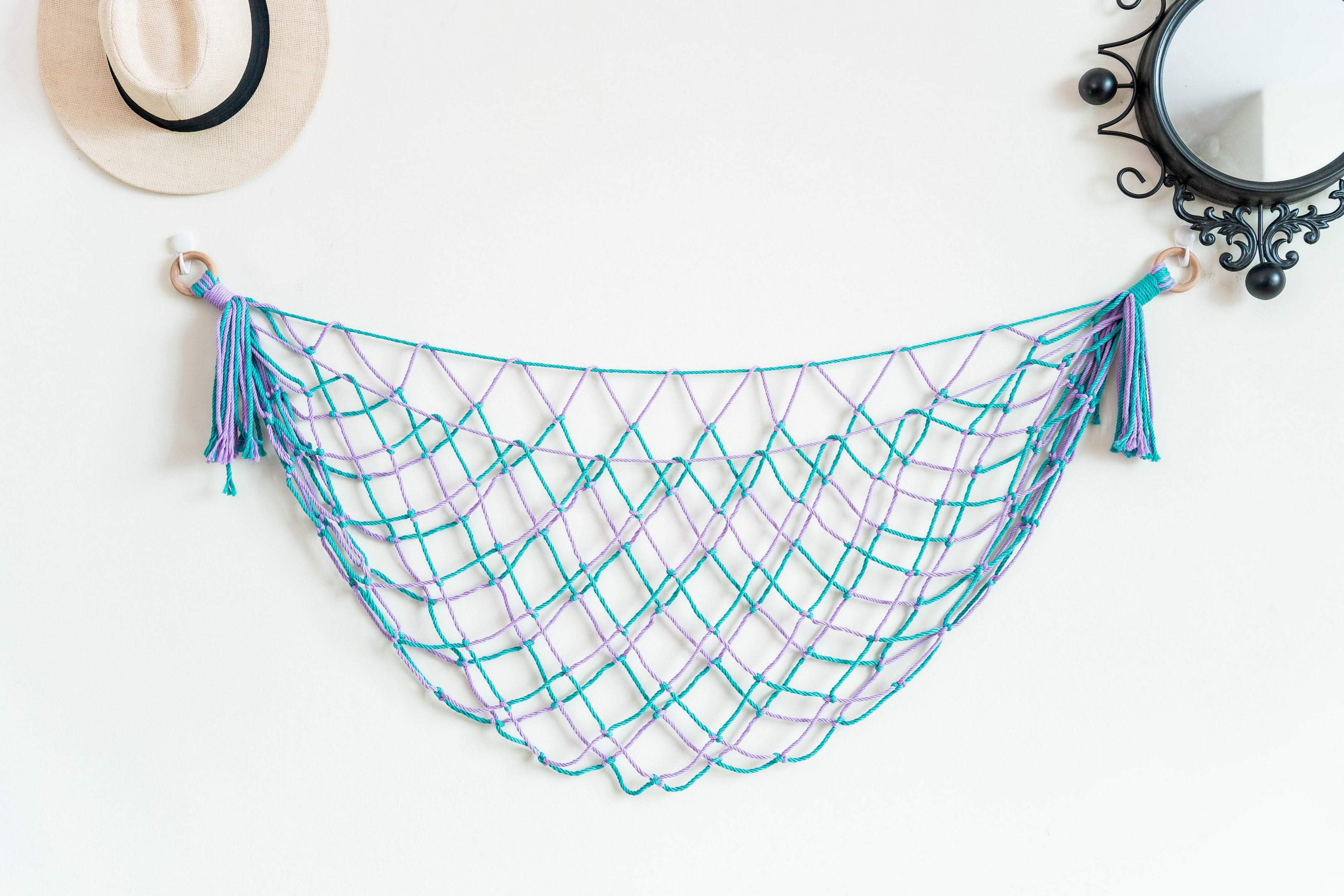 Macrame Toy Storage Hammock for Stuffed Animal Storage and Nursery Decor H25