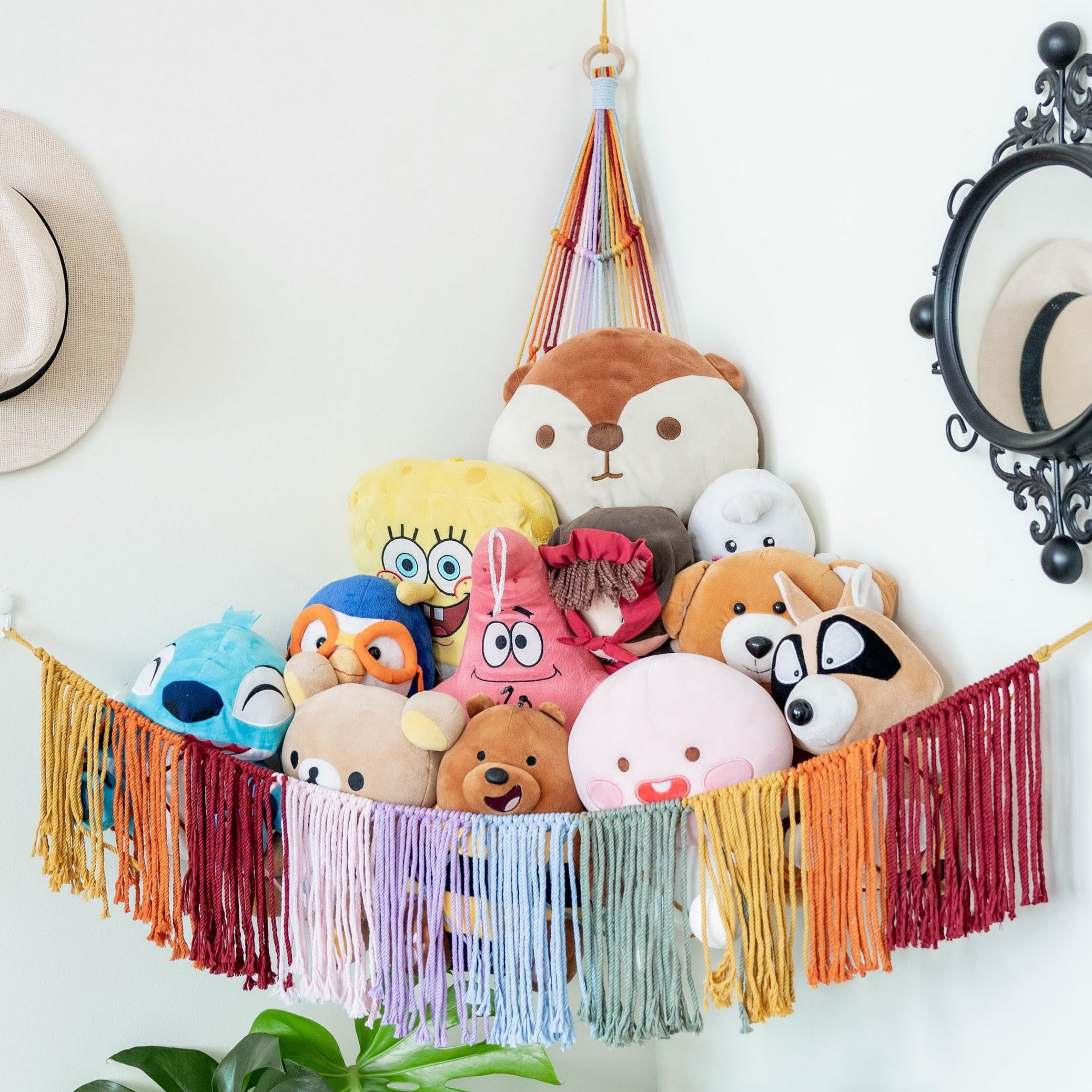 Macrame Toy Storage Hammock for toy hammock wall organizer H26