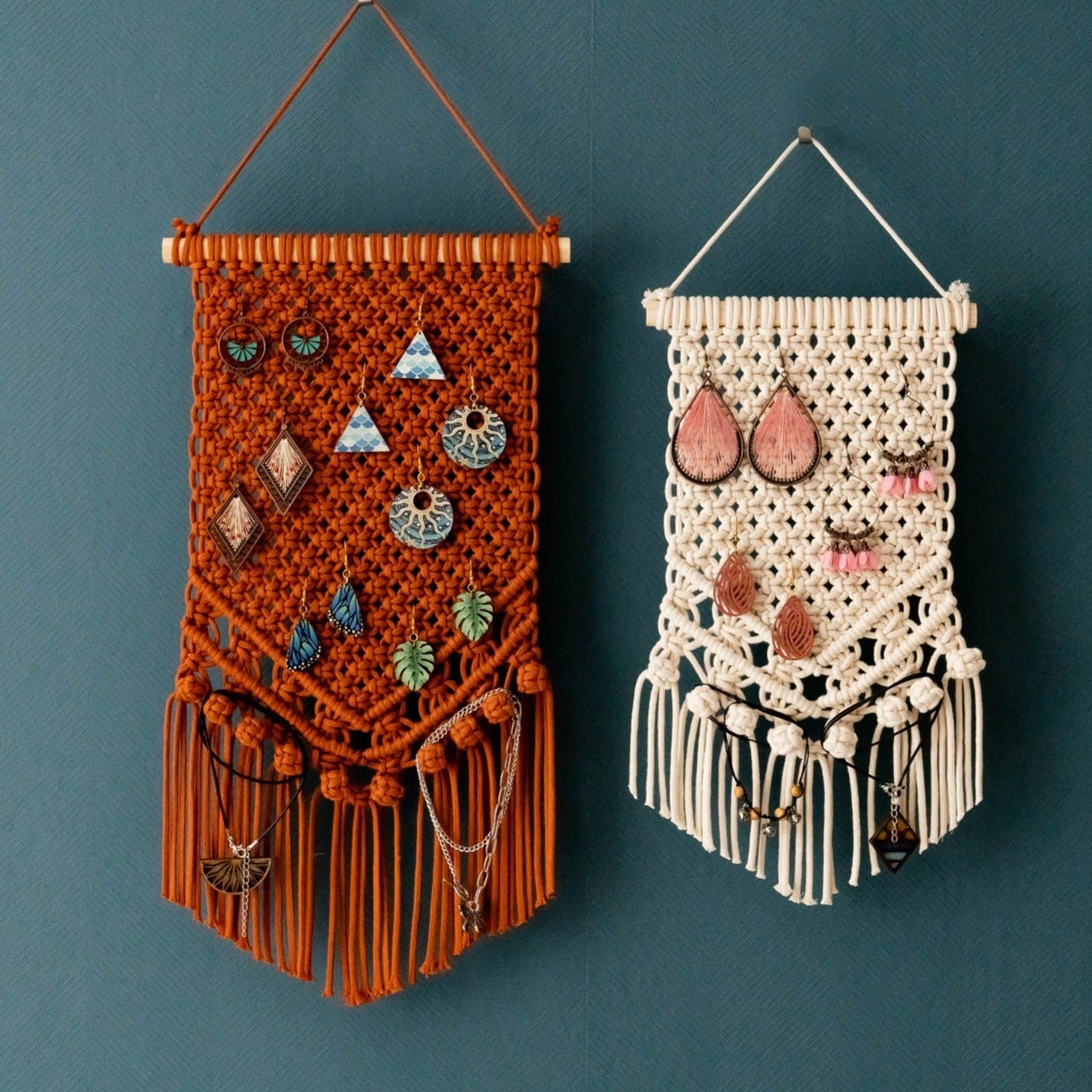Macrame Earring Storage for Closet Organization