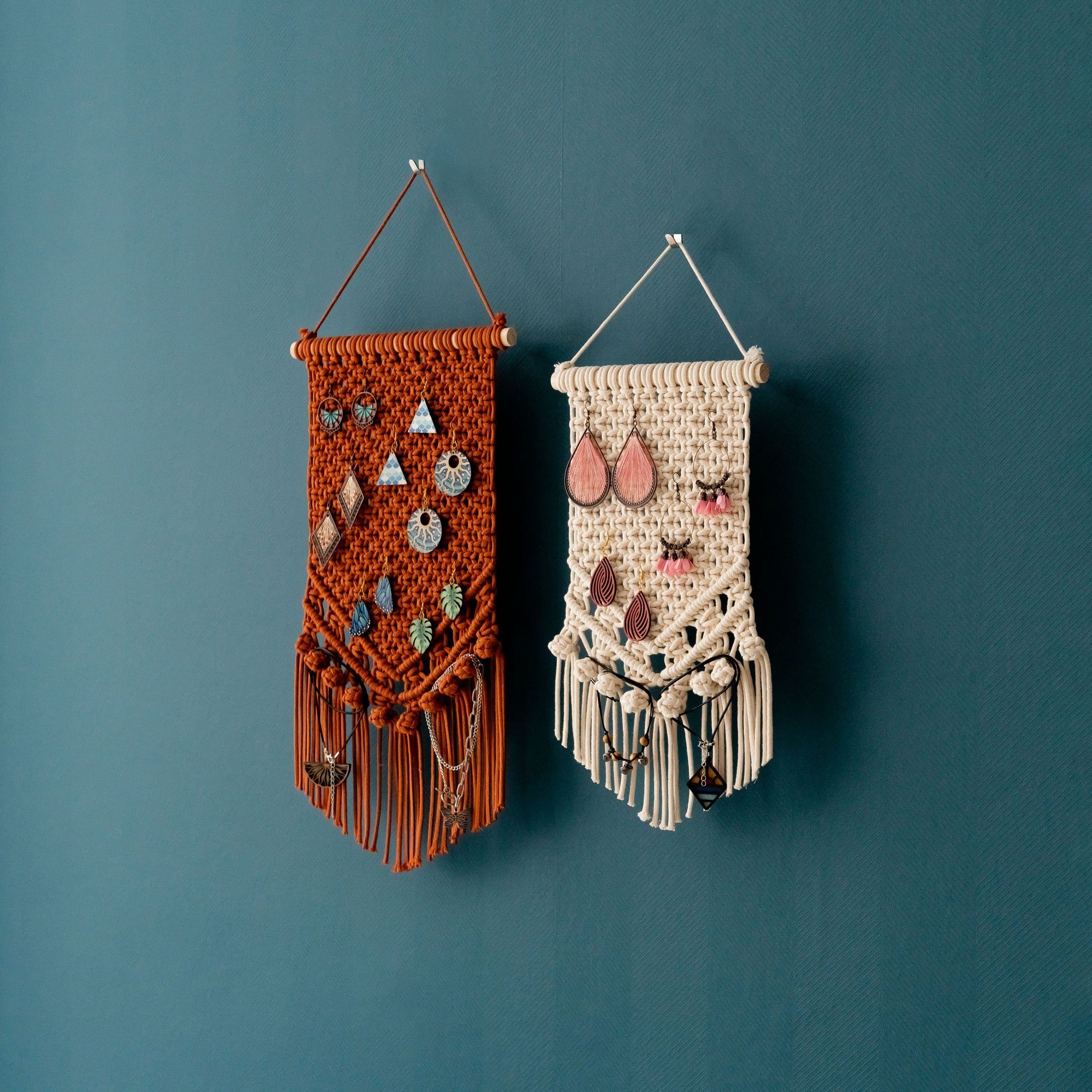 Boho Macrame Jewelry Holder - Earring Hanger Wall Decor I51