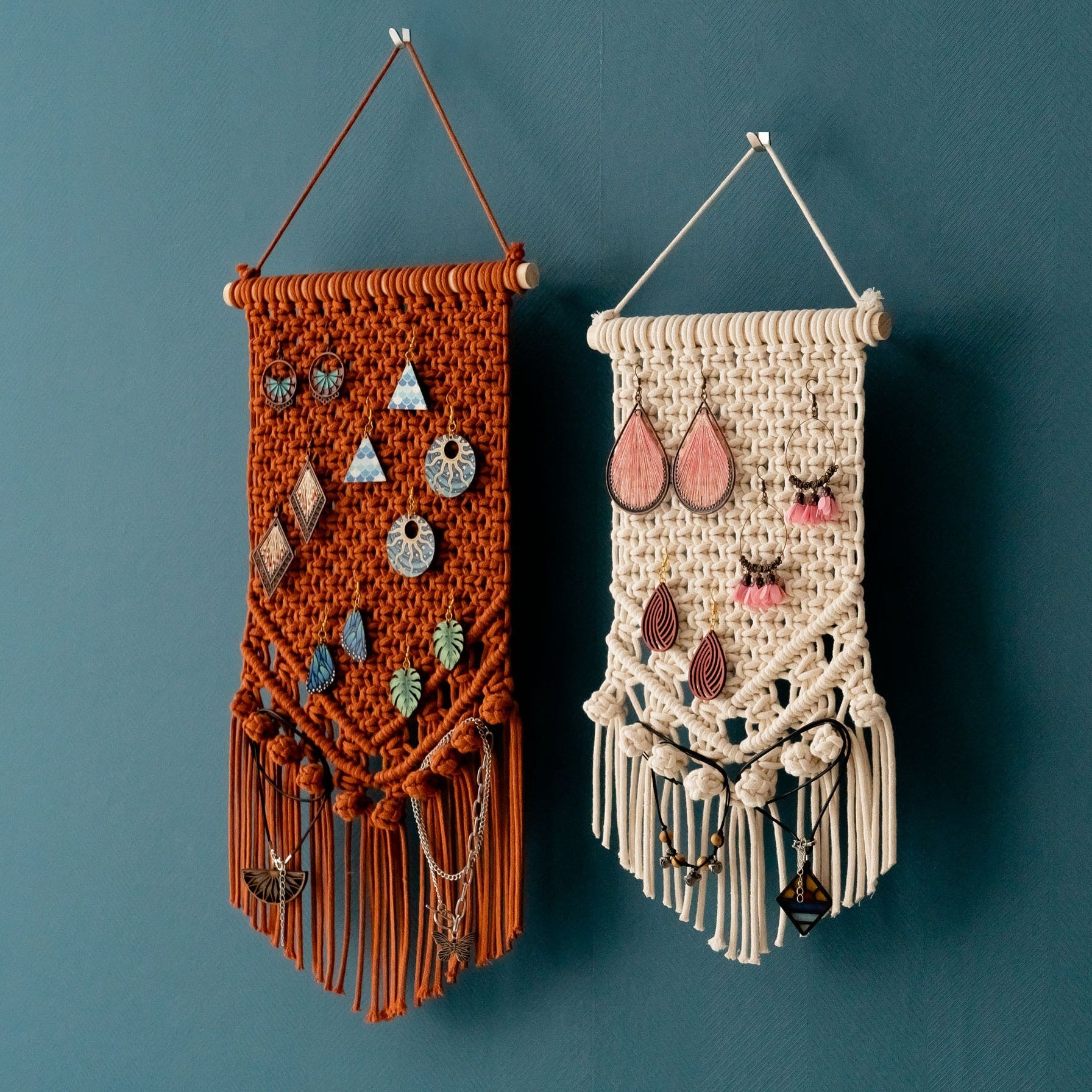 Macrame Earring Holder macrame cord for Jewelry Wall Organizer I51