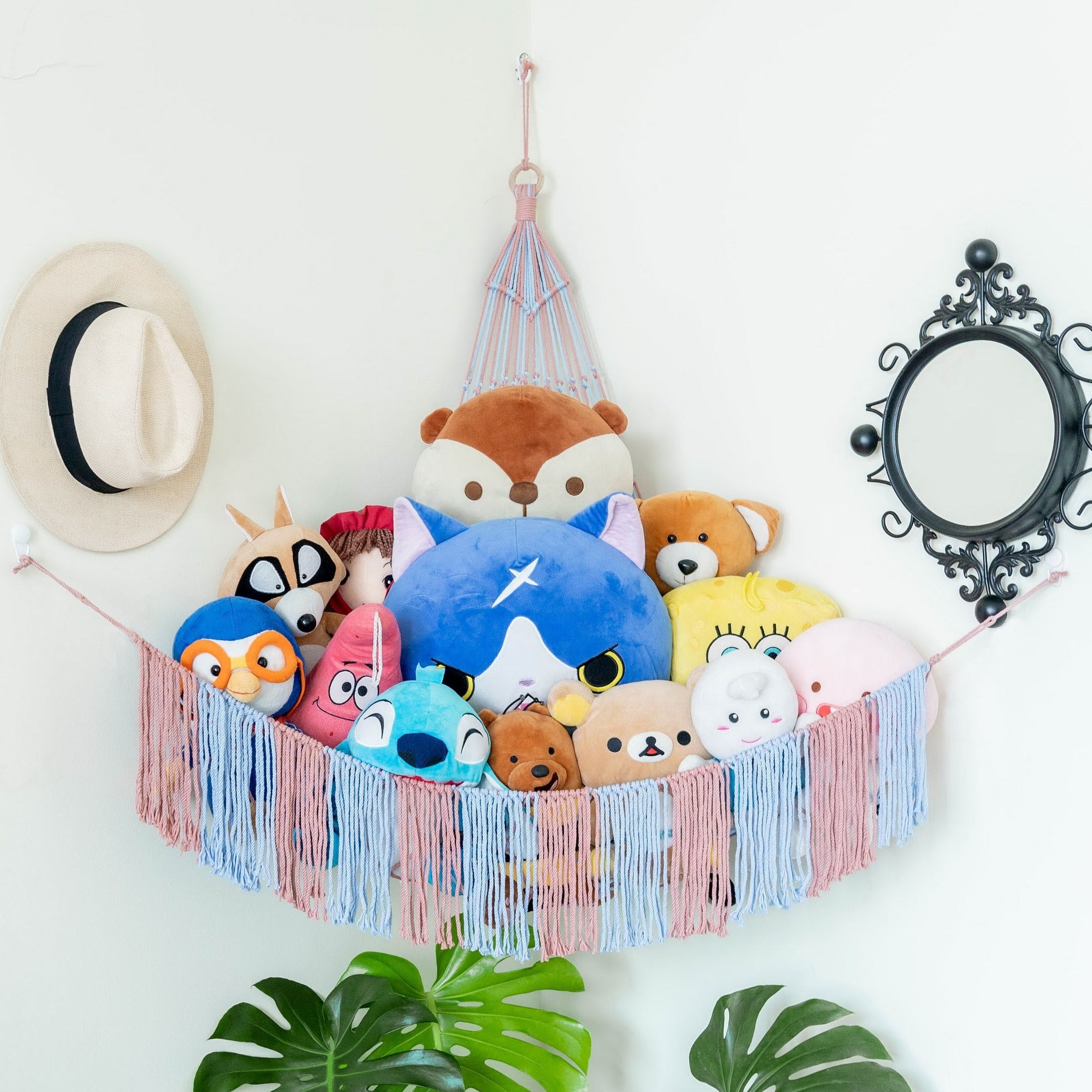 Macrame Toy Storage Hammock macrame cord for stuffed animal storage H26