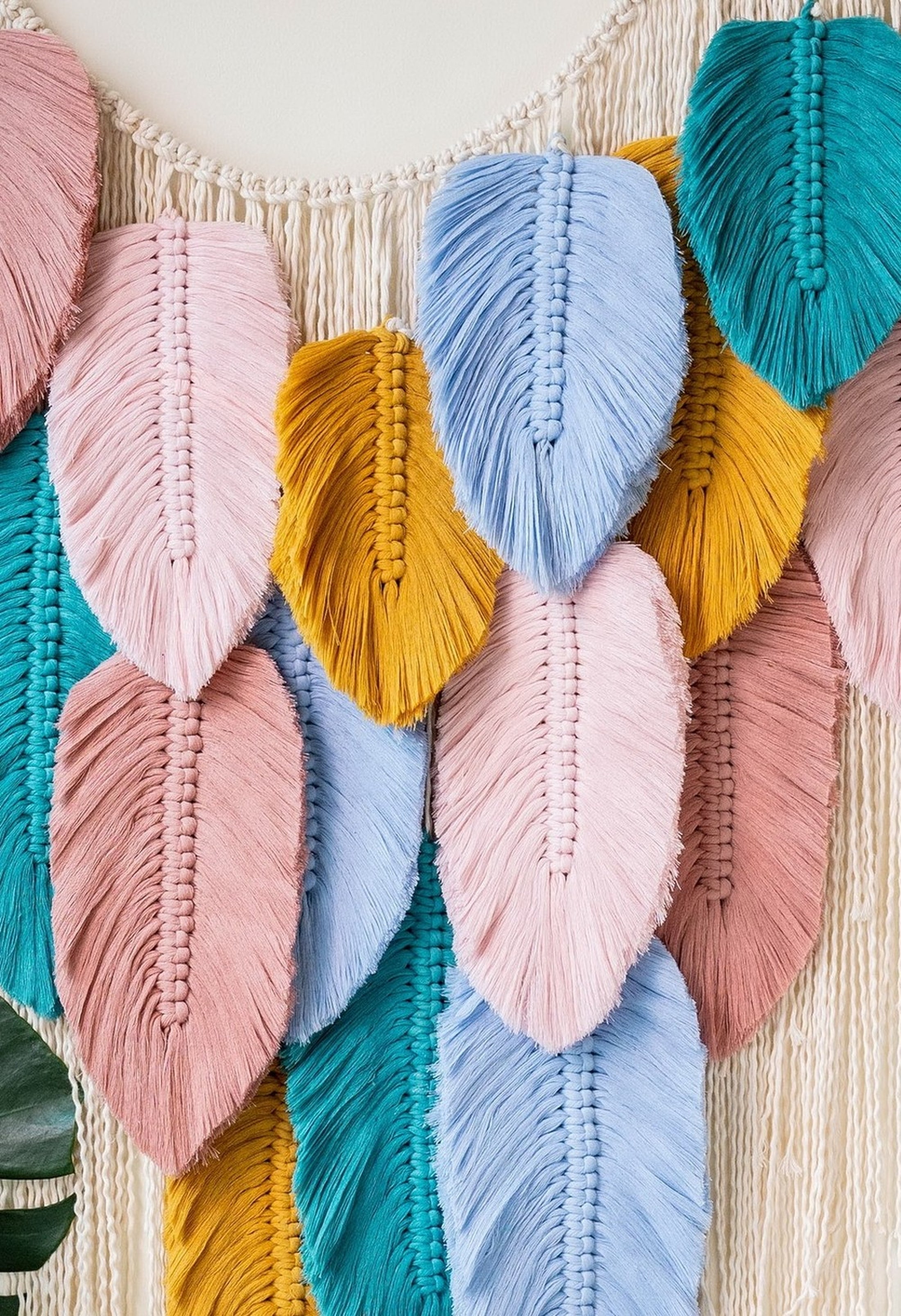 Macrame Leaf Wall Hanging with Macrame and Driftwood for Boho Wall Decor L01