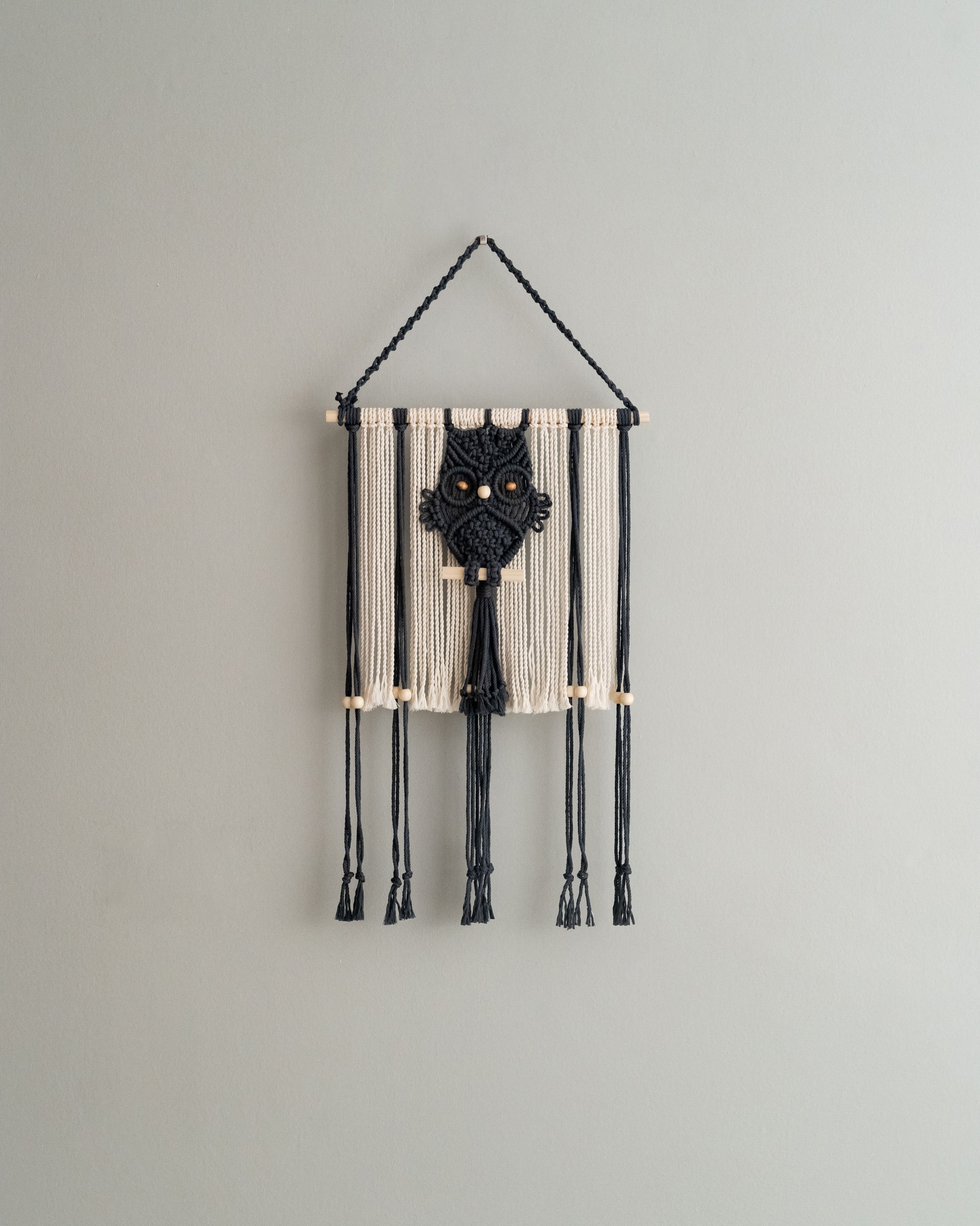 Macrame Owl Book Hanger – Hanging Bookshelf with Owl Design H76