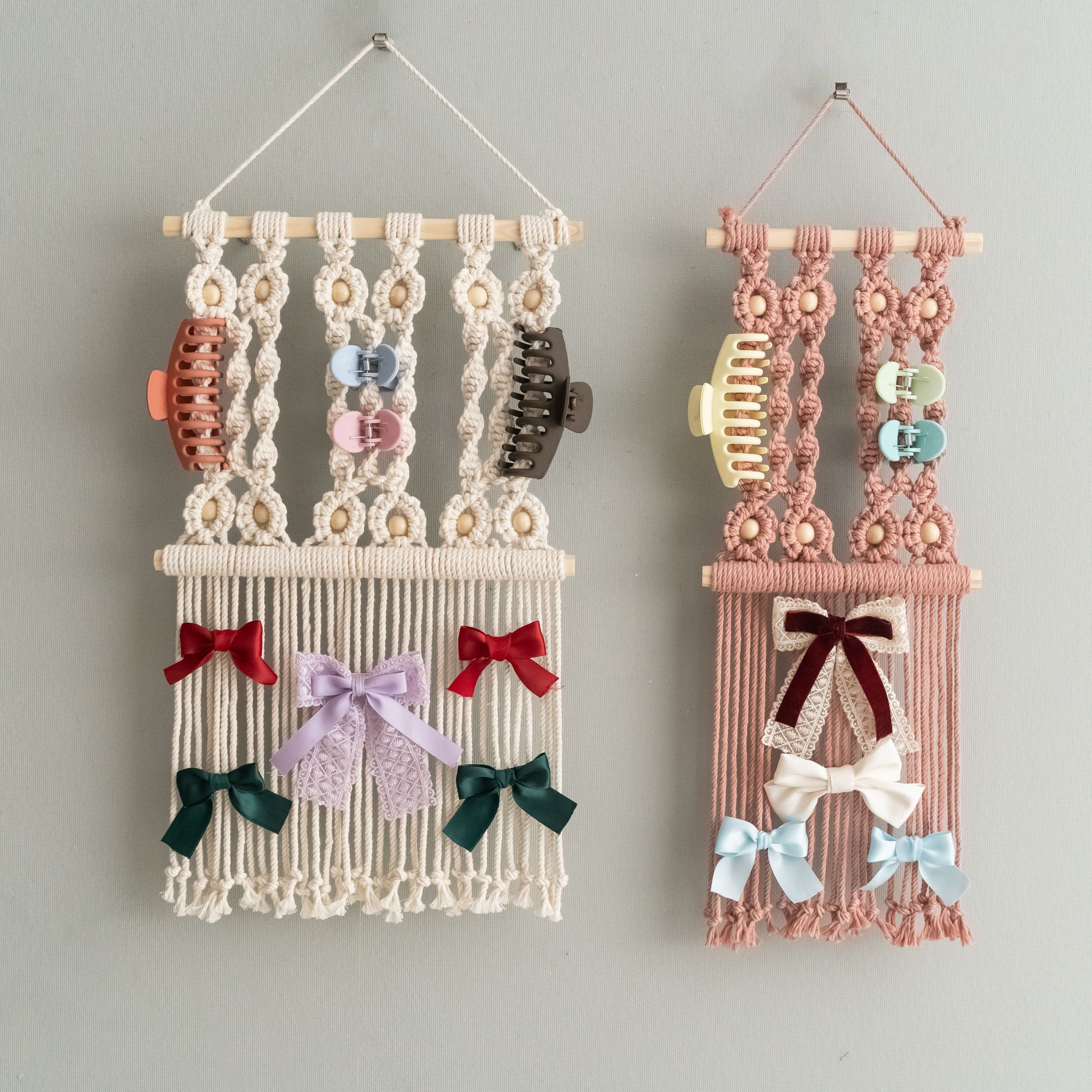 Macrame Hair Clip Holder macrame for Nursery Wall Hanging Decor I91
