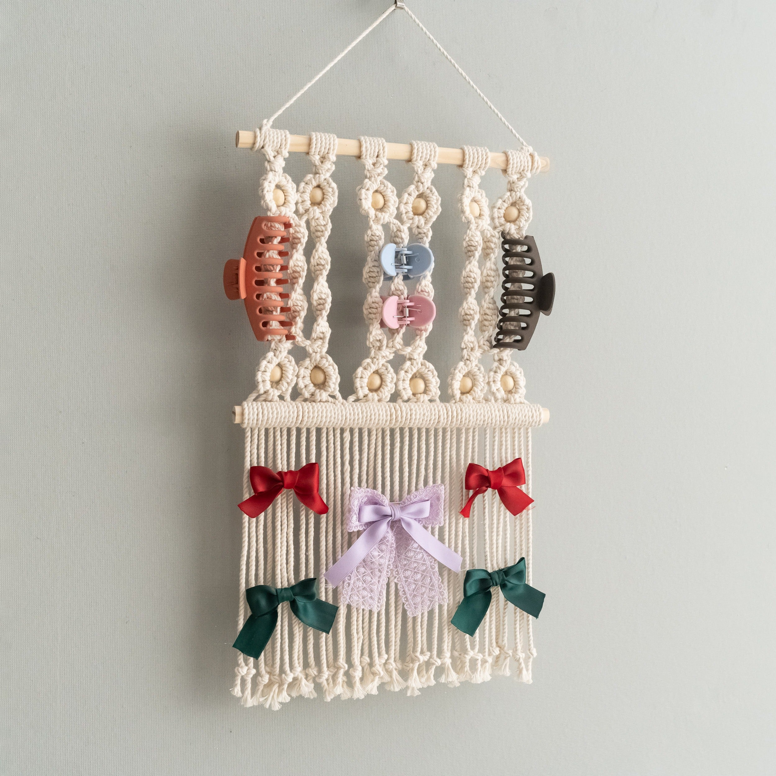 Macrame Hair Clip Holder macrame for Nursery Room Wall Decor I91