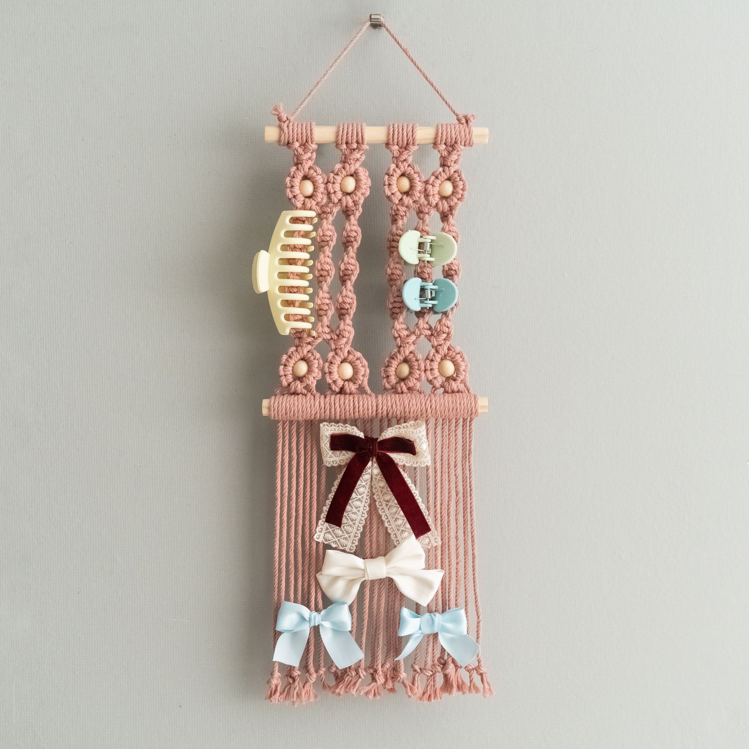 Macrame Hair Clip Holder macrame for Nursery Wall Hanging Decor I91