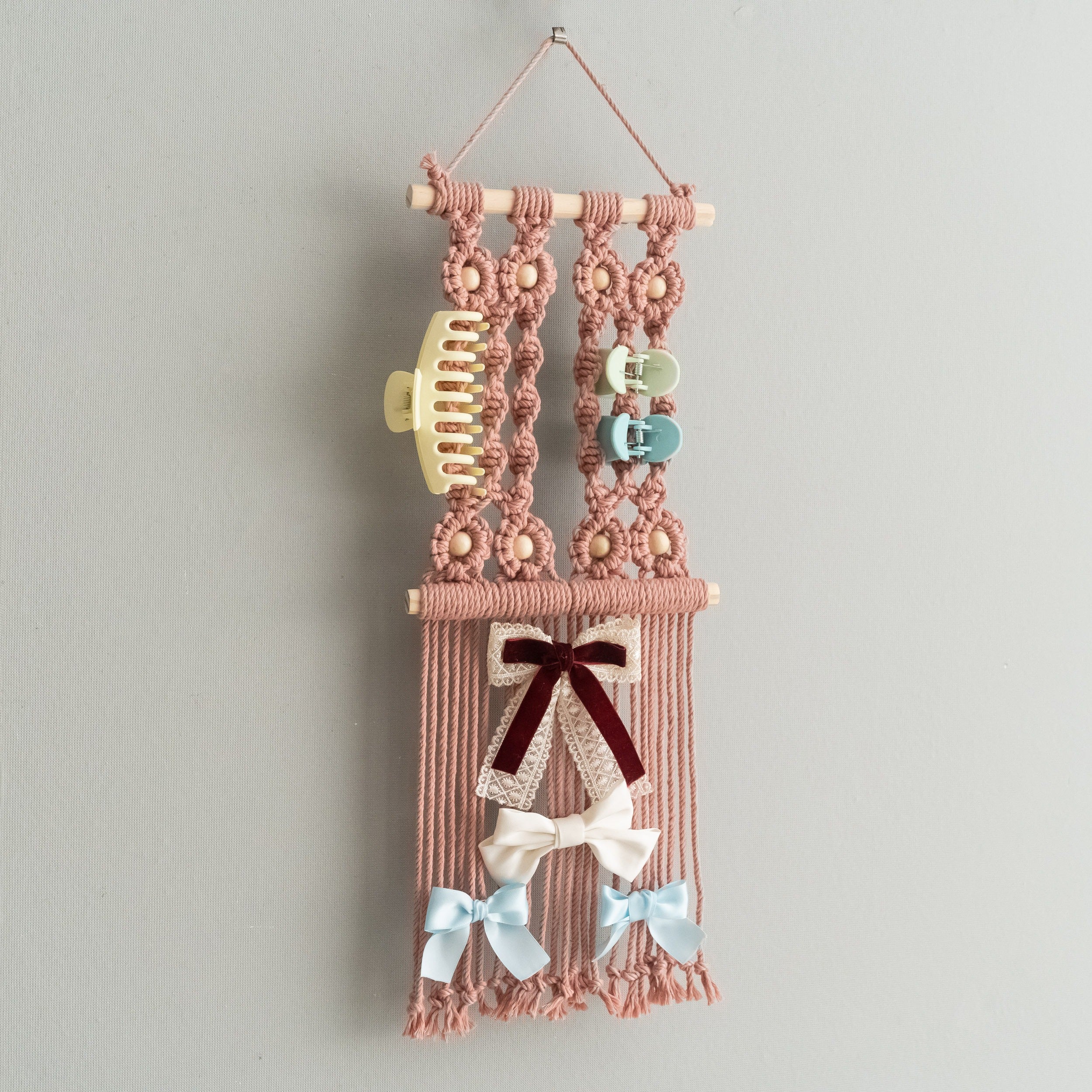 Macrame Hair Clip Holder macrame for Nursery Wall Hanging Decor I91
