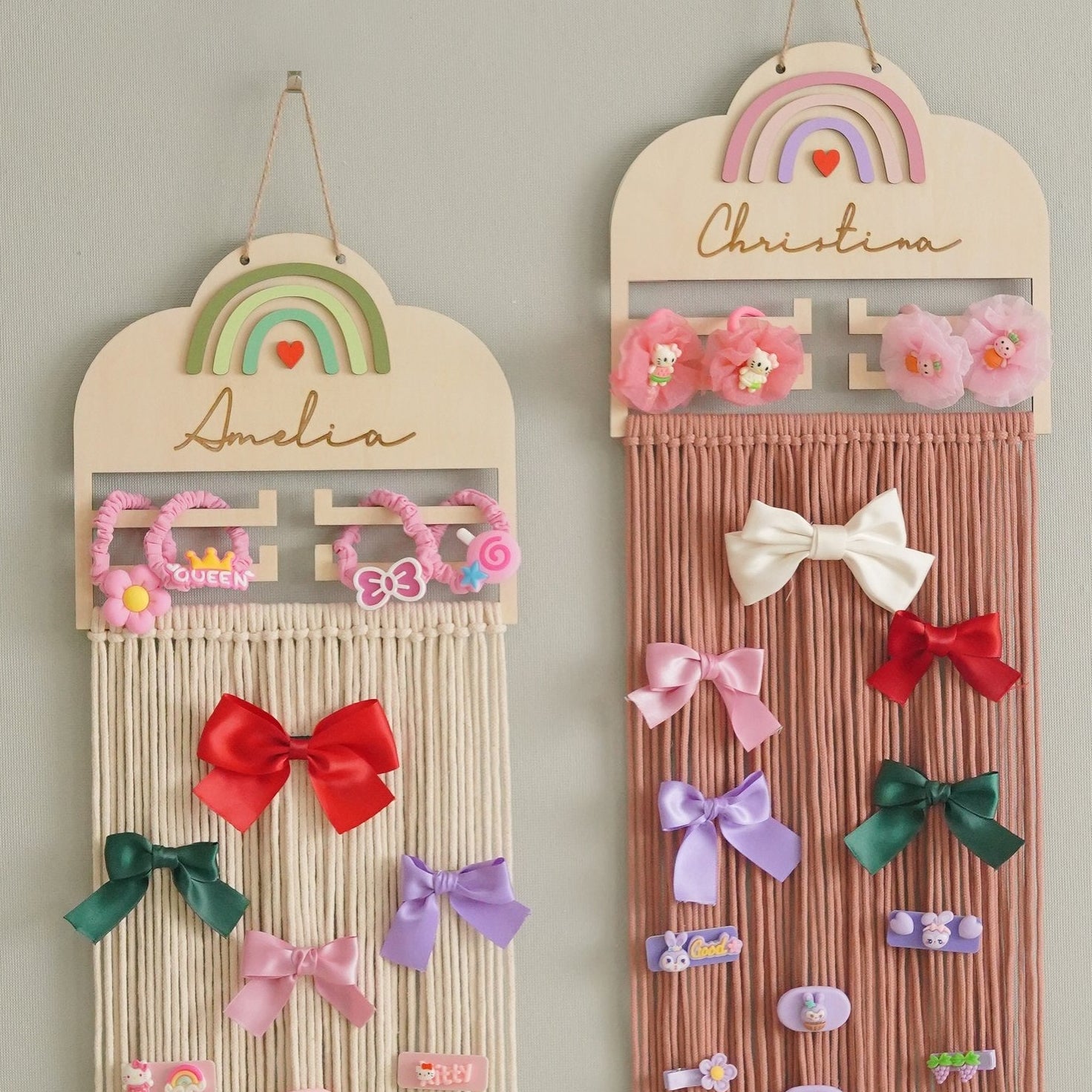 Personalized Macrame Bow Holder Wood Sign for Hair Bows I36