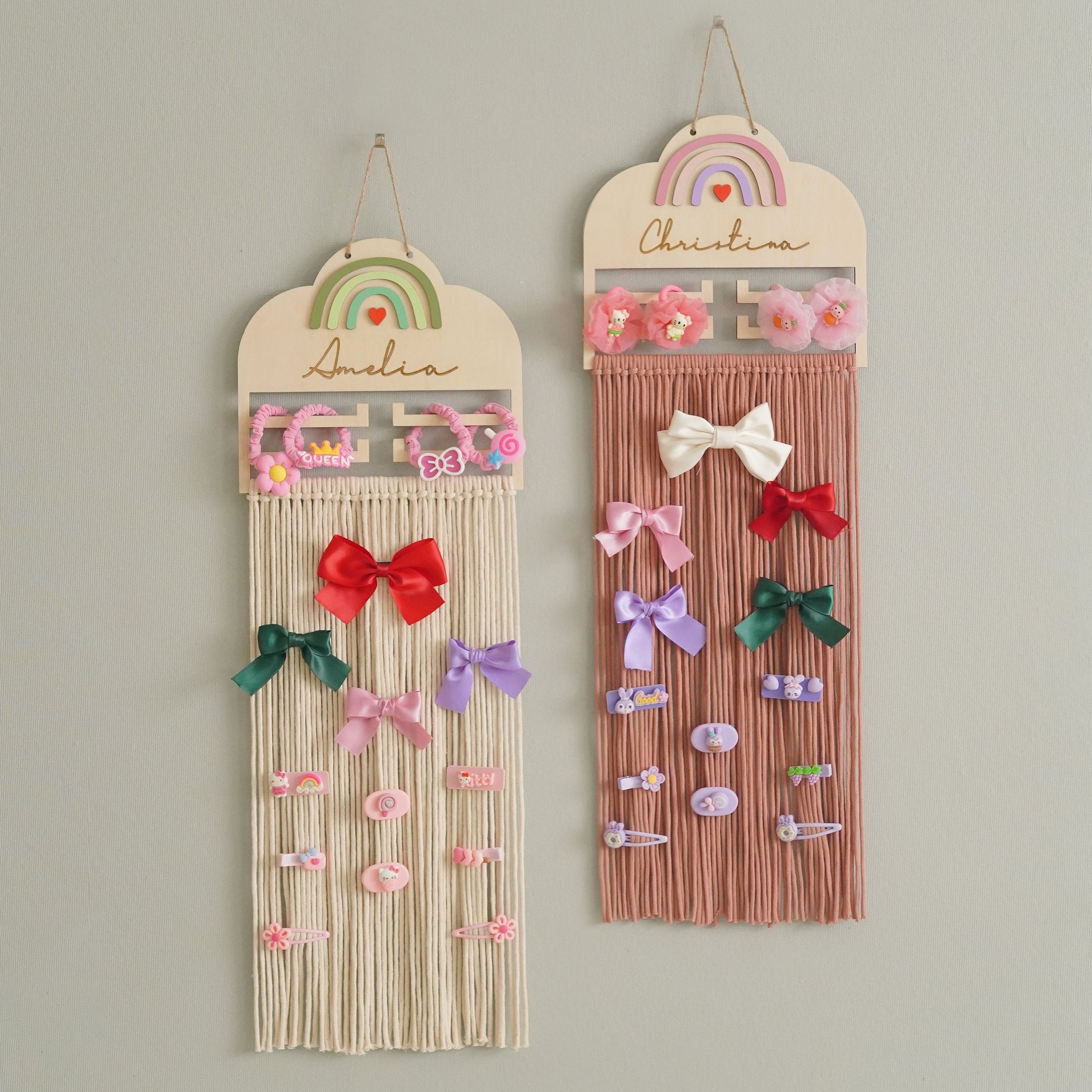 Personalized Macrame Bow Holder for Hair Bow Organizer Wall Decor I36