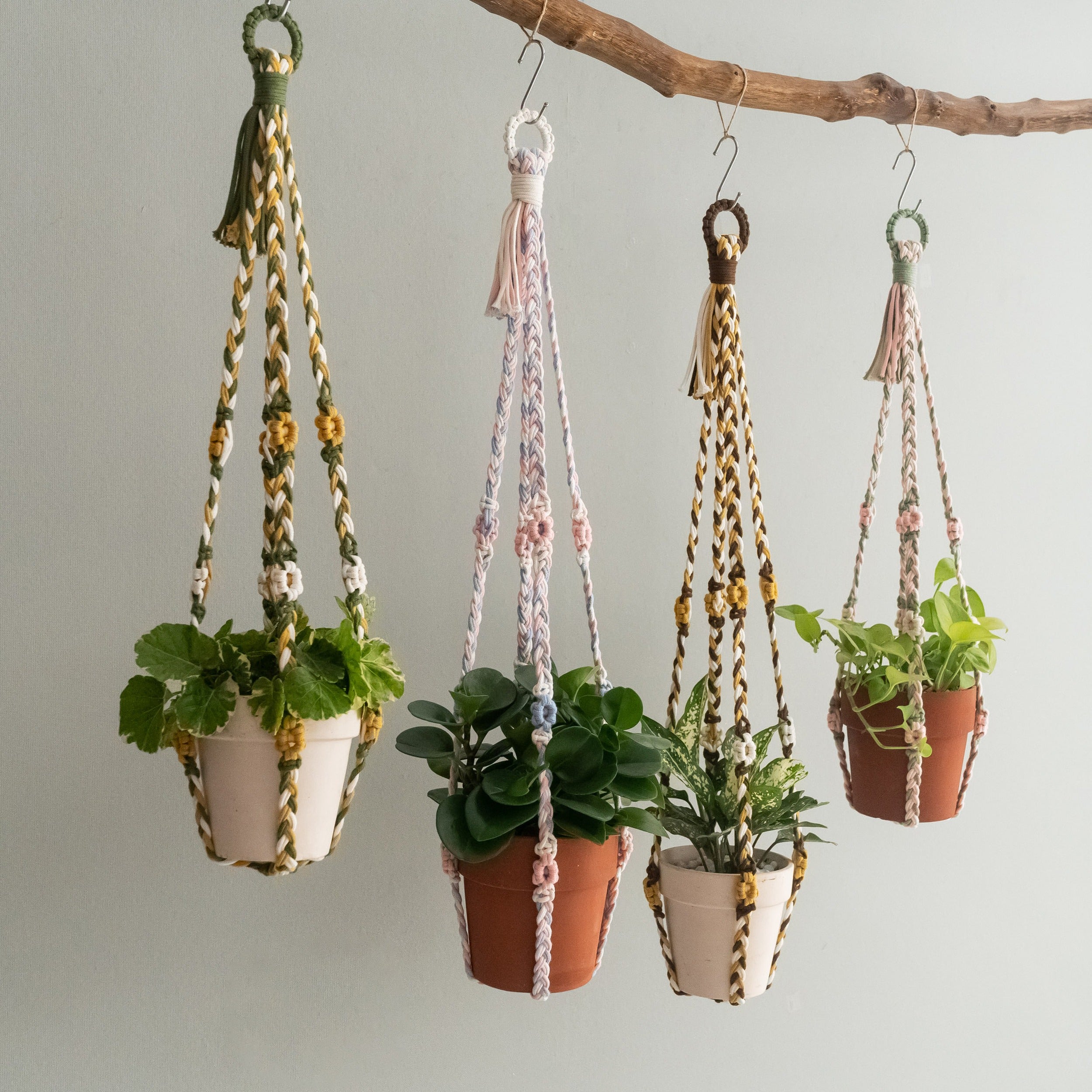 Floral Macrame Plant Hanger – Cotton Rope Indoor Hanging Flower Pot I93