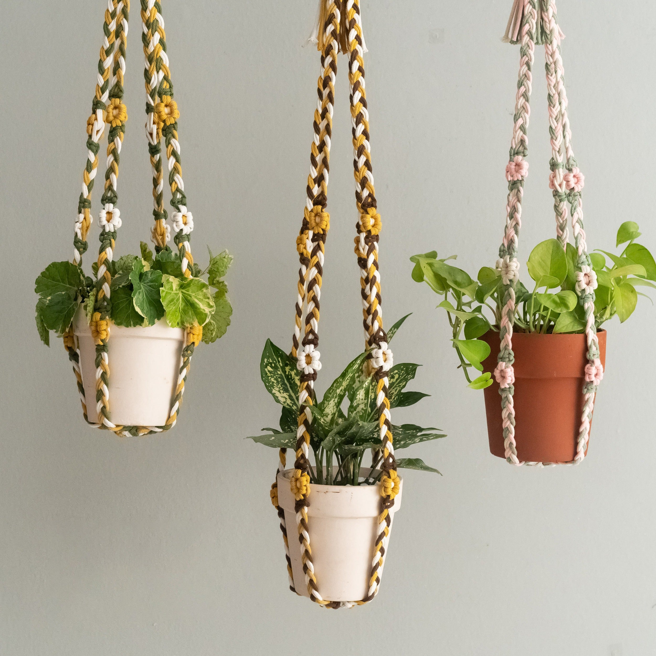 Floral Macrame Plant Hanger – Cotton Rope Indoor Hanging Flower Pot I93