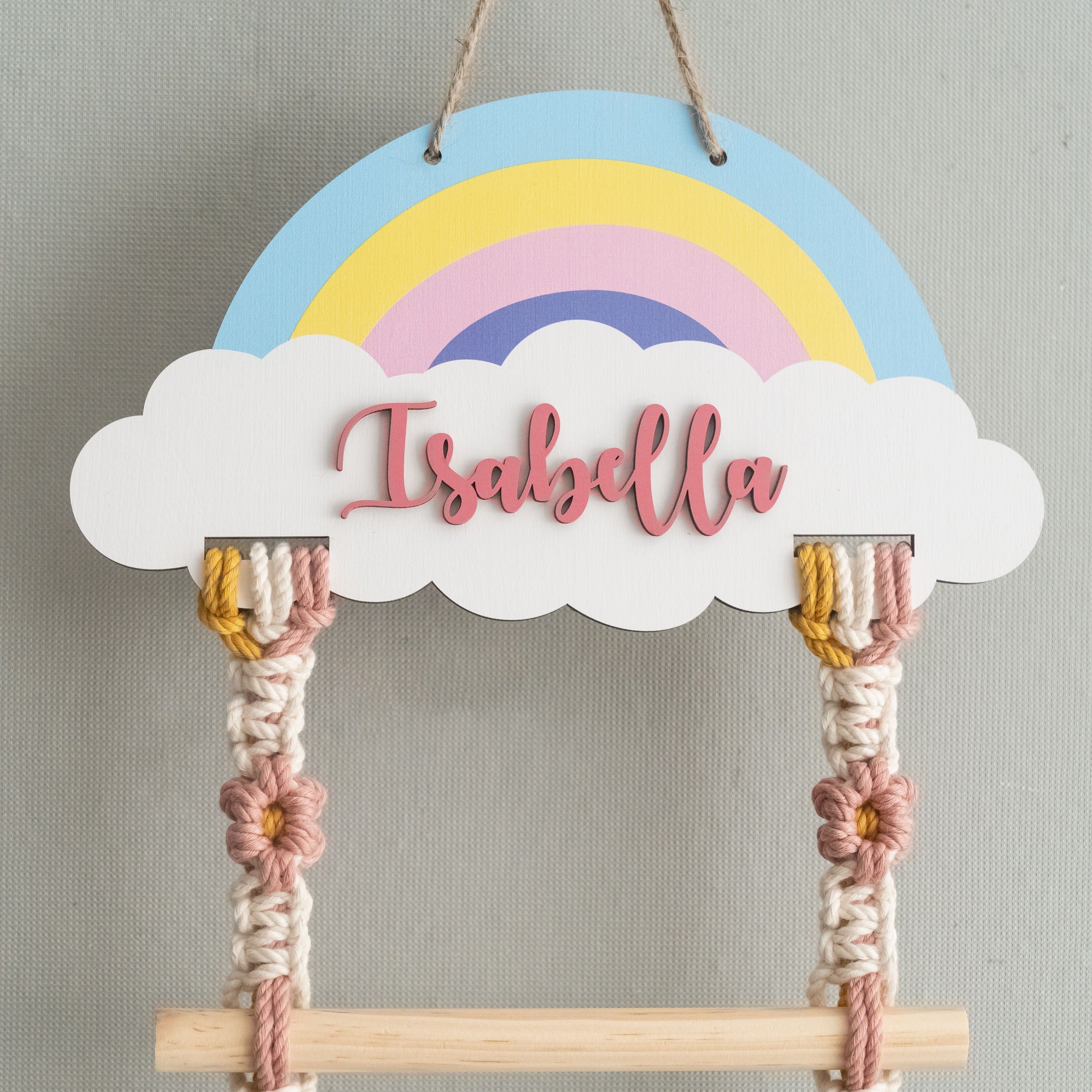 Personalized Macrame Hair Clip Holder - Bow Hanger For Girls I92