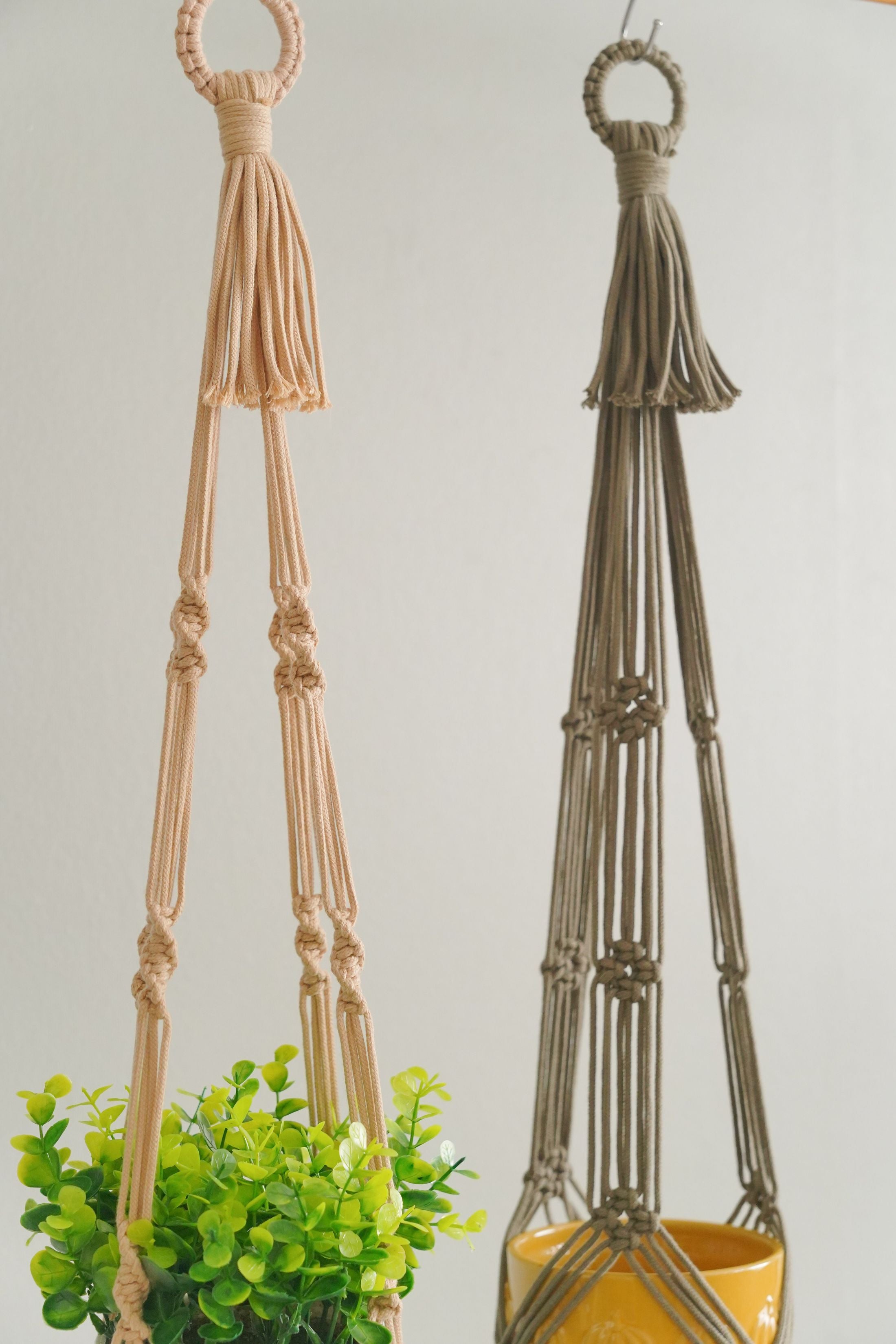 Minimalist Macrame Plant Hanger – Cotton Cord Tail H70