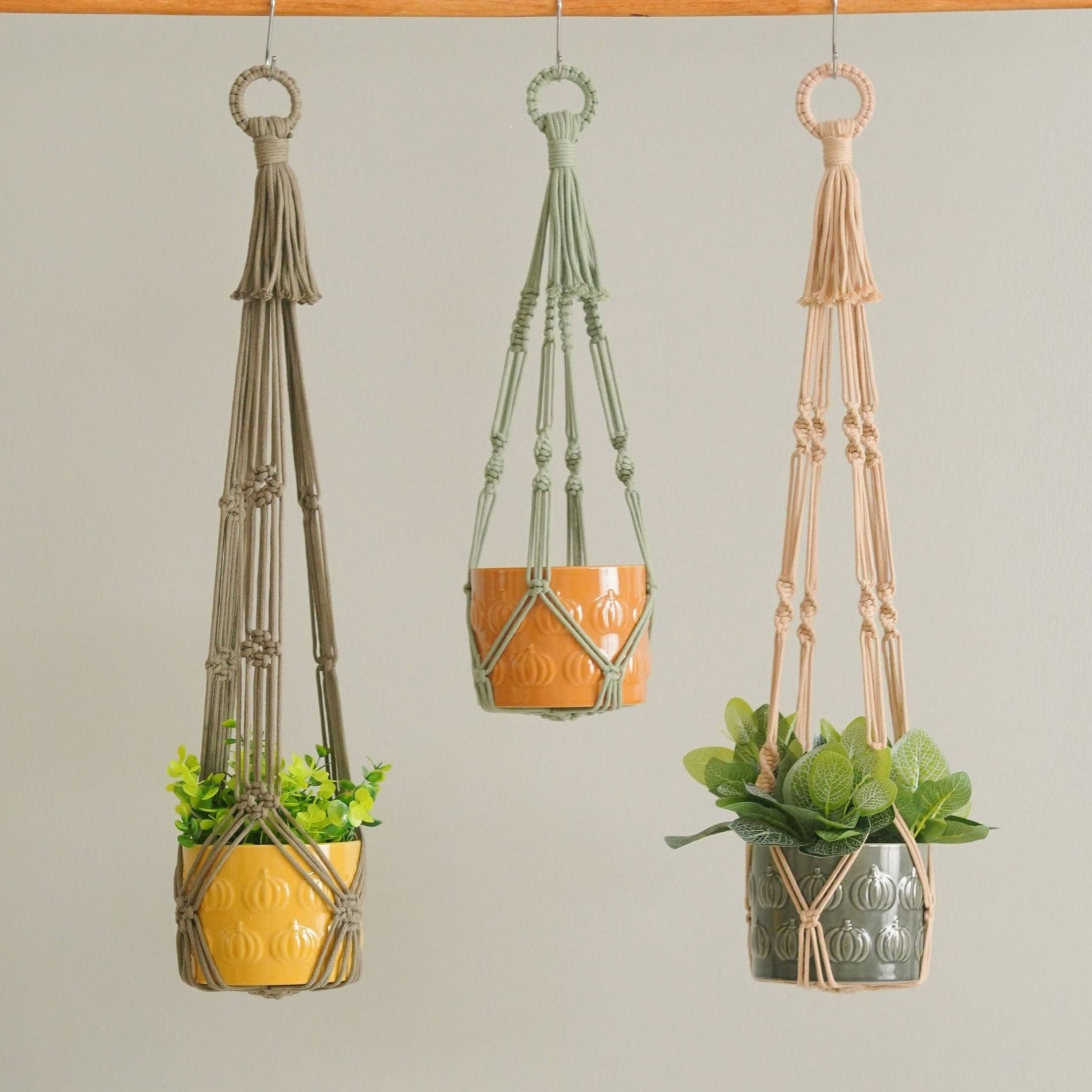 Minimalist Macrame Plant Hanger – Cotton Cord Tail H70