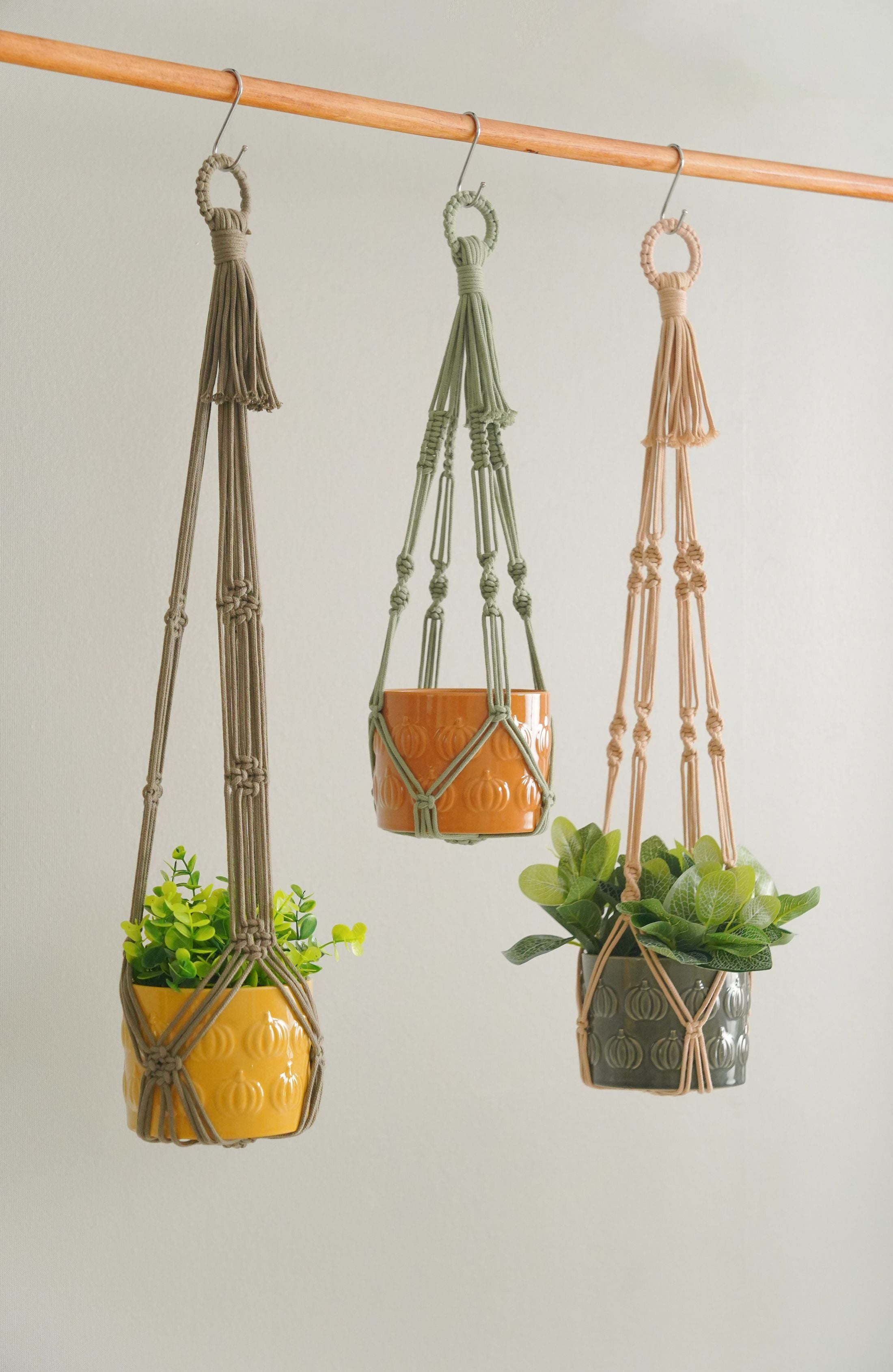 Minimalist Macrame Plant Hanger – Cotton Cord Tail H70