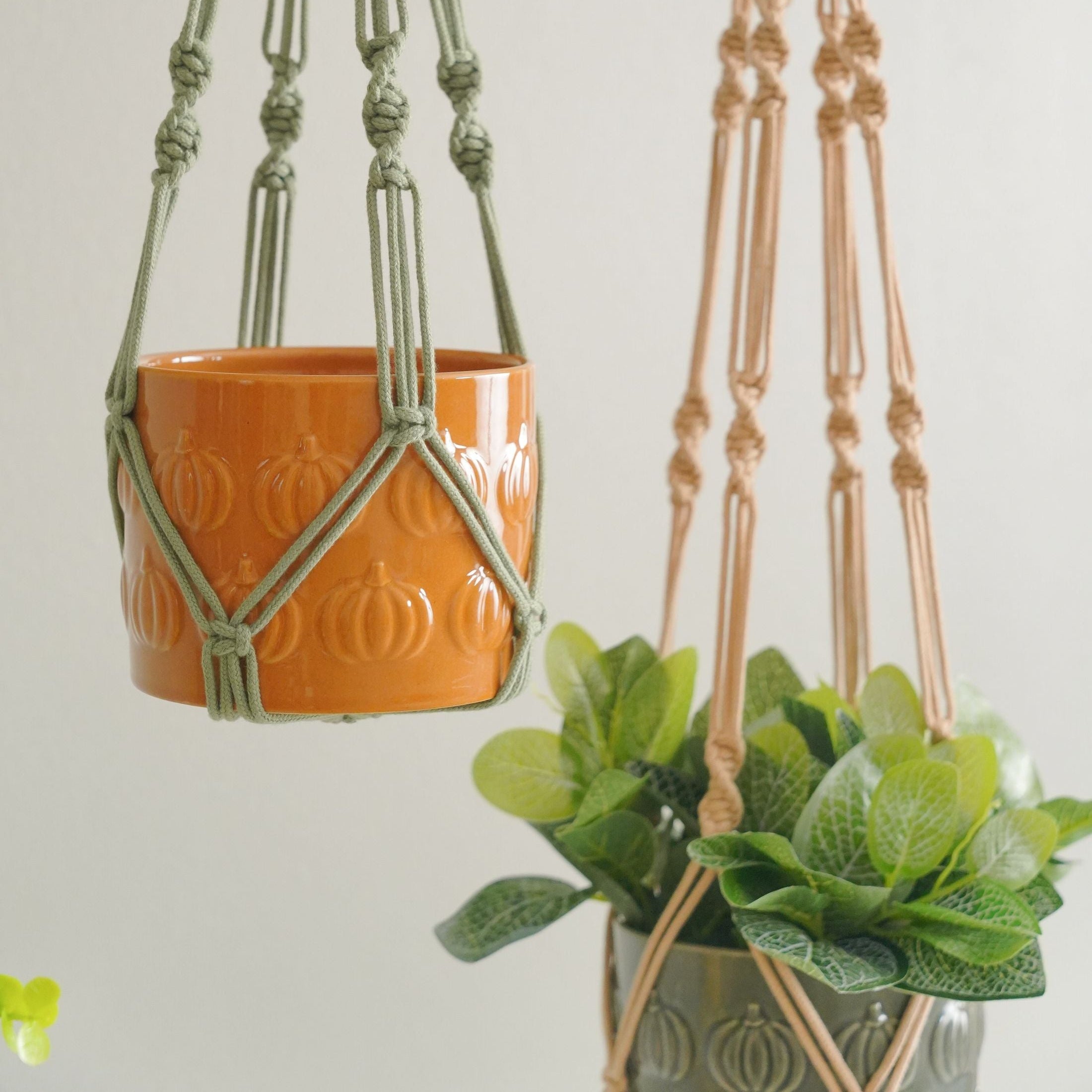 Minimalist Macrame Plant Hanger – Cotton Cord Tail H70
