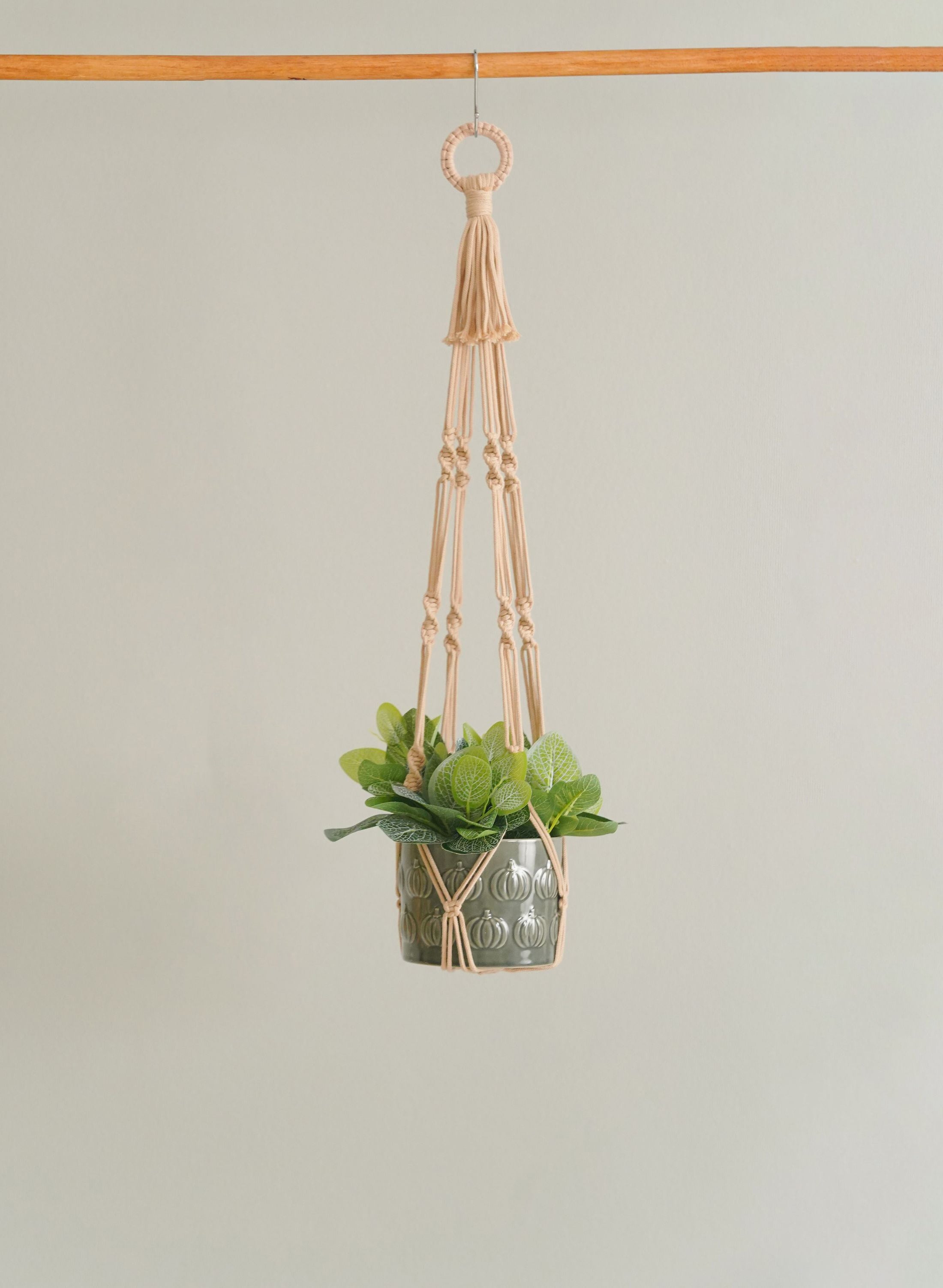 Minimalist Macrame Plant Hanger – Cotton Cord Tail H70