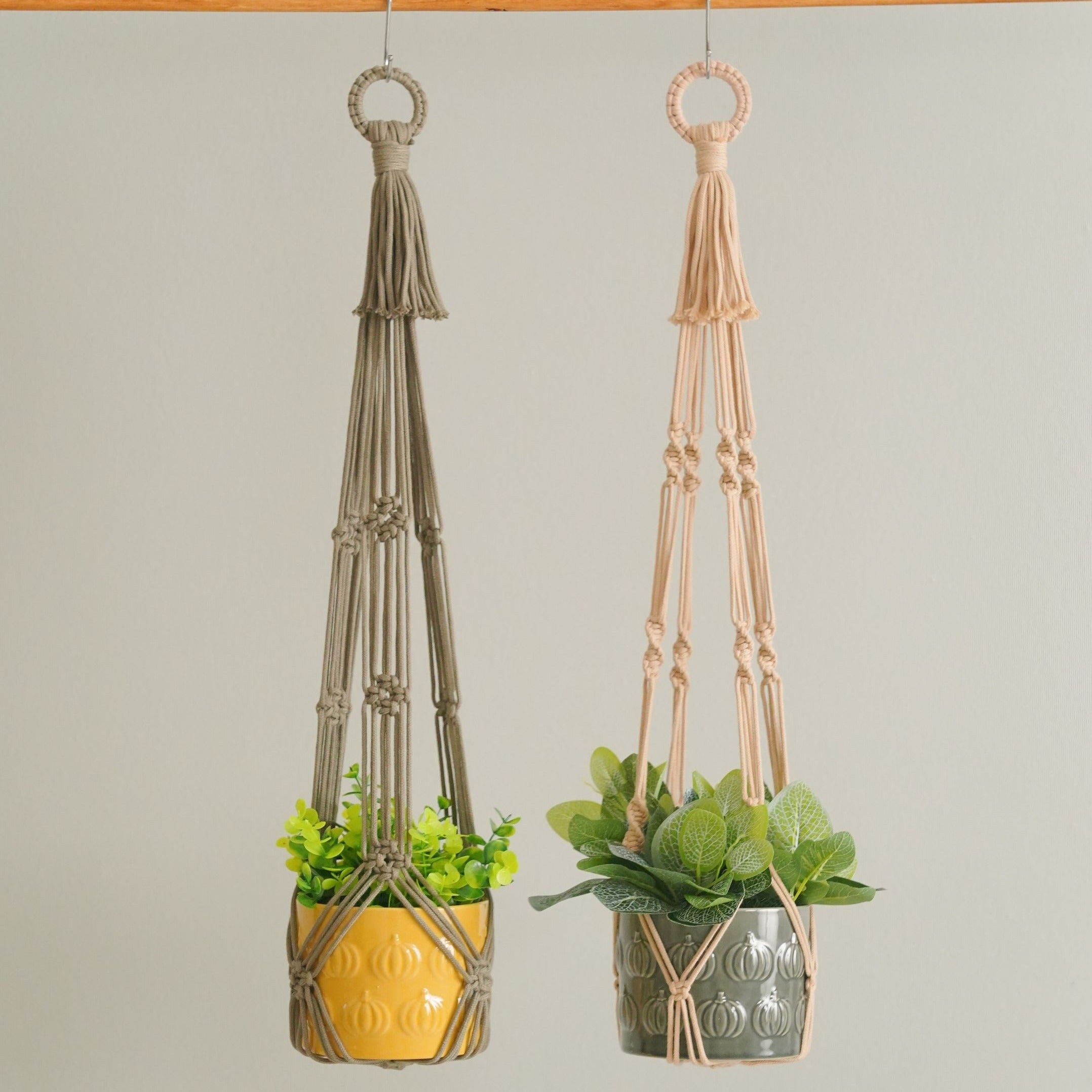 Minimalist Macrame Plant Hanger – Cotton Cord Tail H70