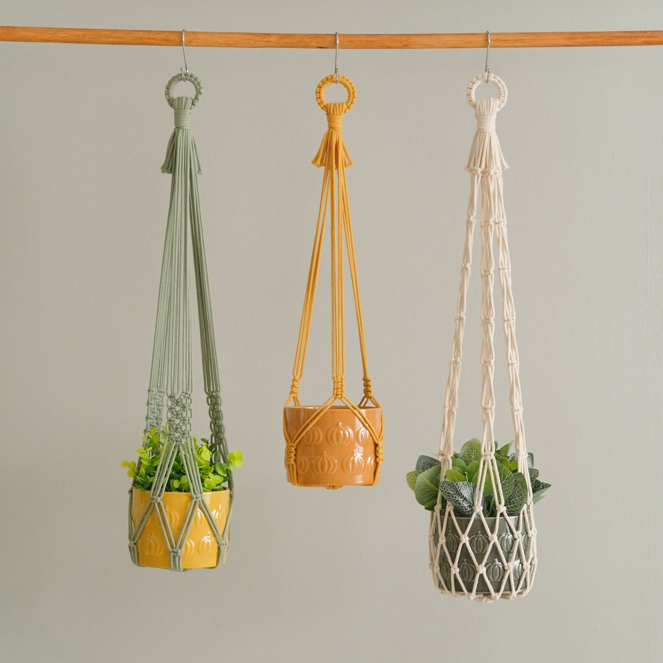 Macrame Plant Hanger – Minimalist Cotton Pot Holder I15