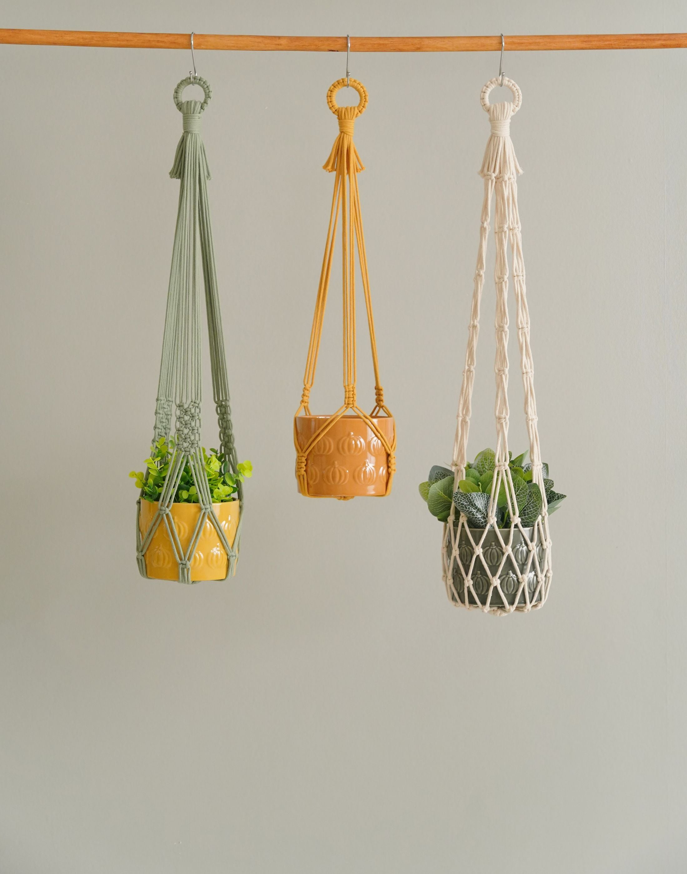 Macrame Plant Hanger – Minimalist Cotton Pot Holder I15