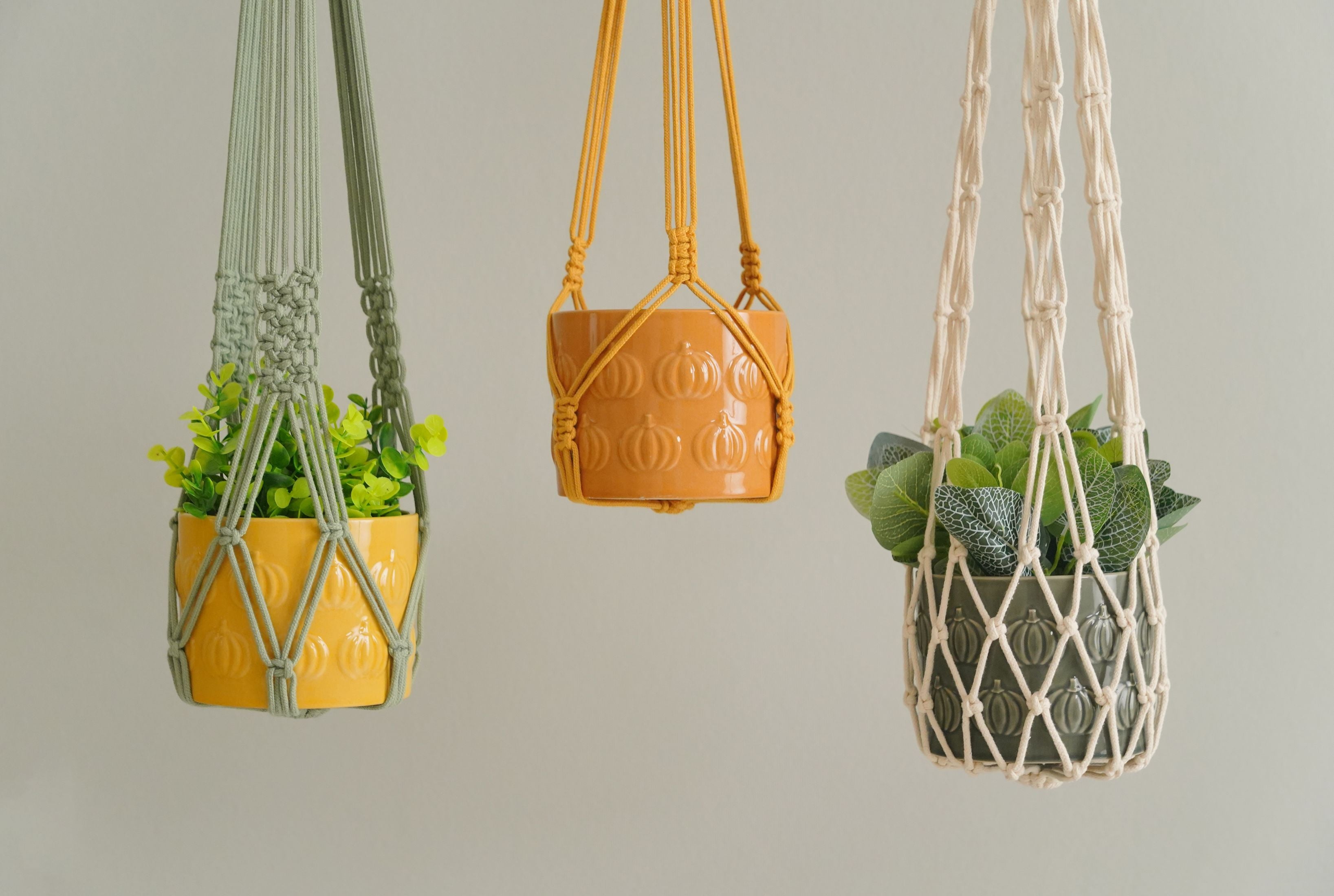 Macrame Plant Hanger – Minimalist Cotton Pot Holder I15