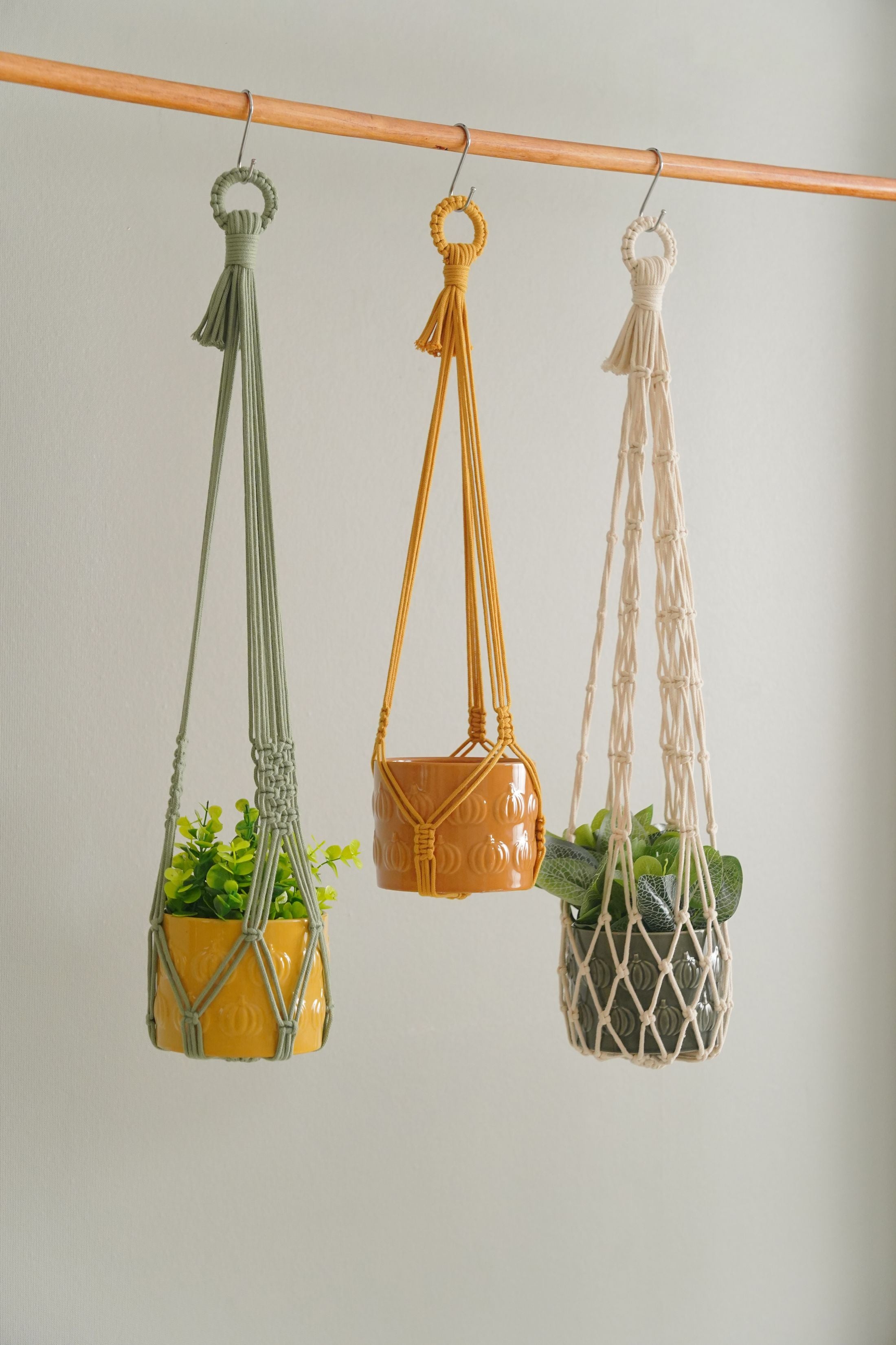 Macrame Plant Hanger – Minimalist Cotton Pot Holder I15