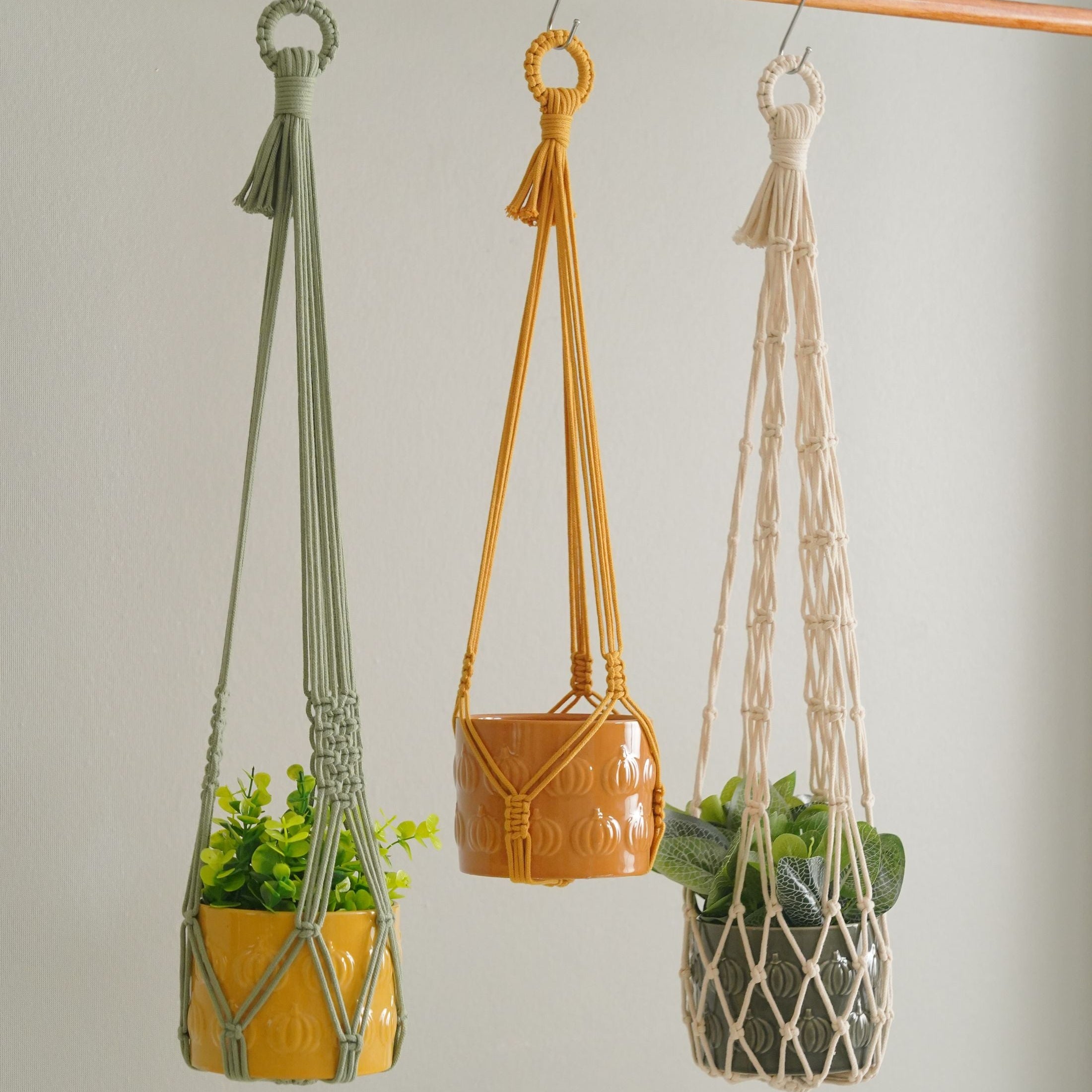 Macrame Plant Hanger – Minimalist Cotton Pot Holder I15