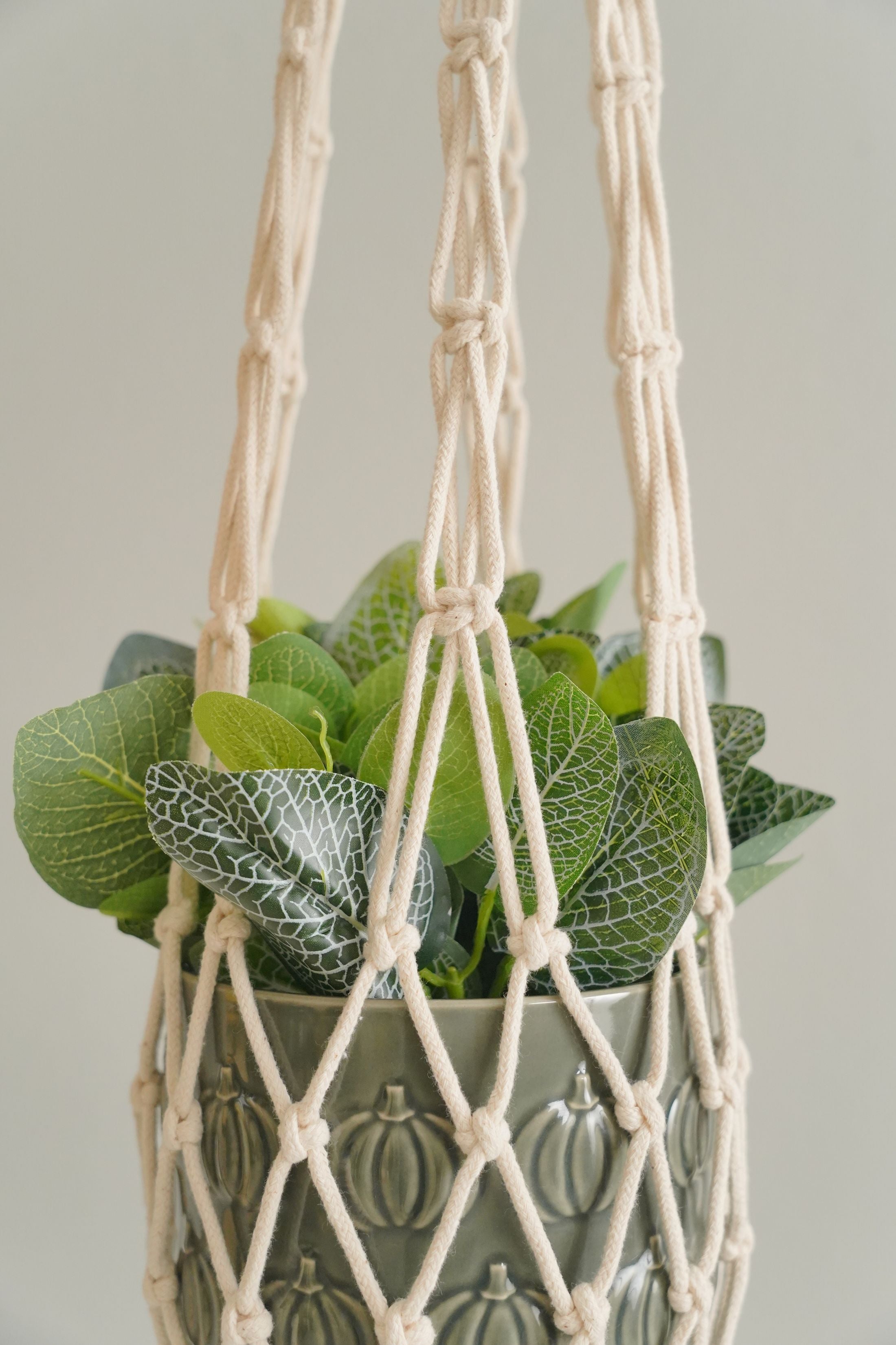 Macrame Plant Hanger – Minimalist Cotton Pot Holder I15