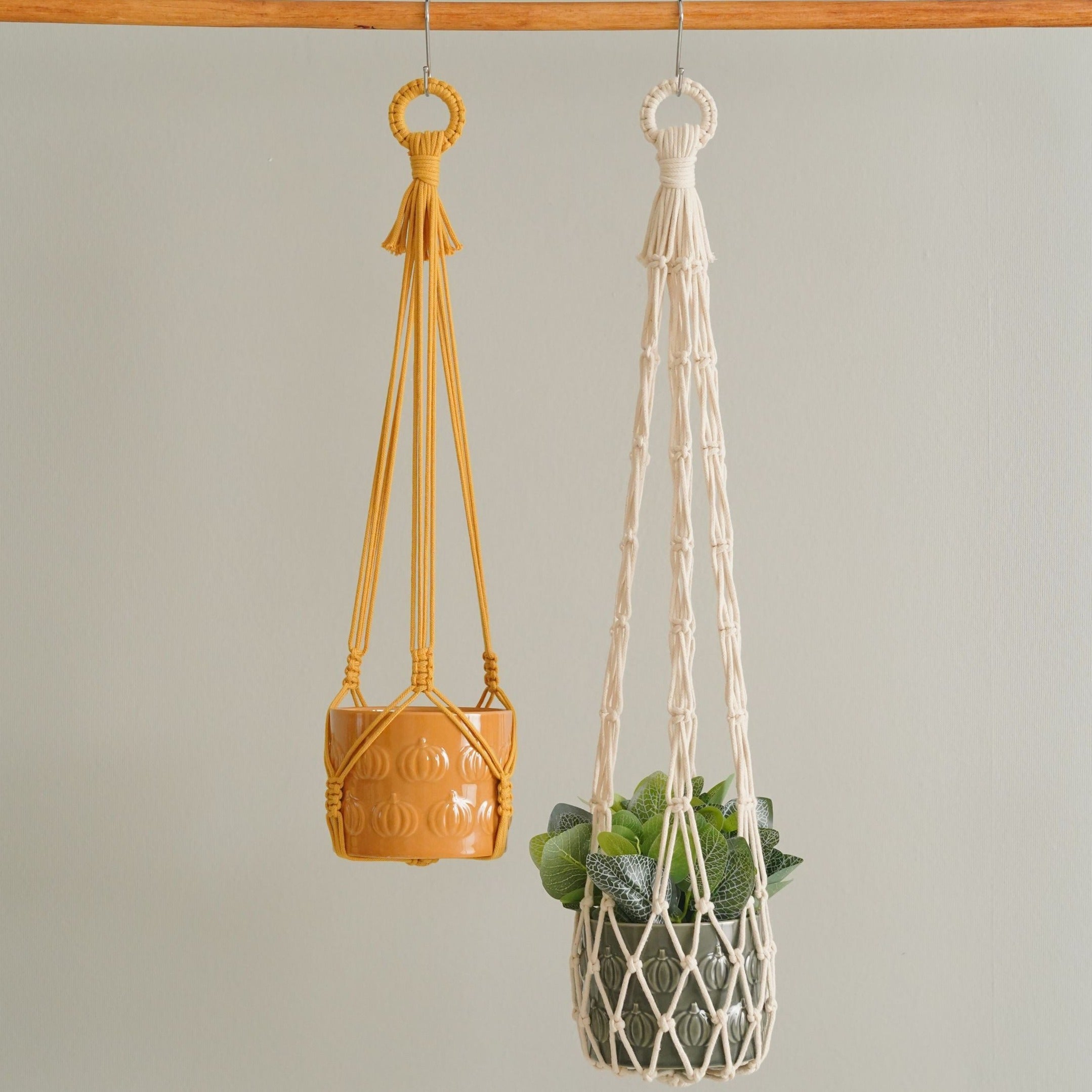 Macrame Plant Hanger – Minimalist Cotton Pot Holder I15