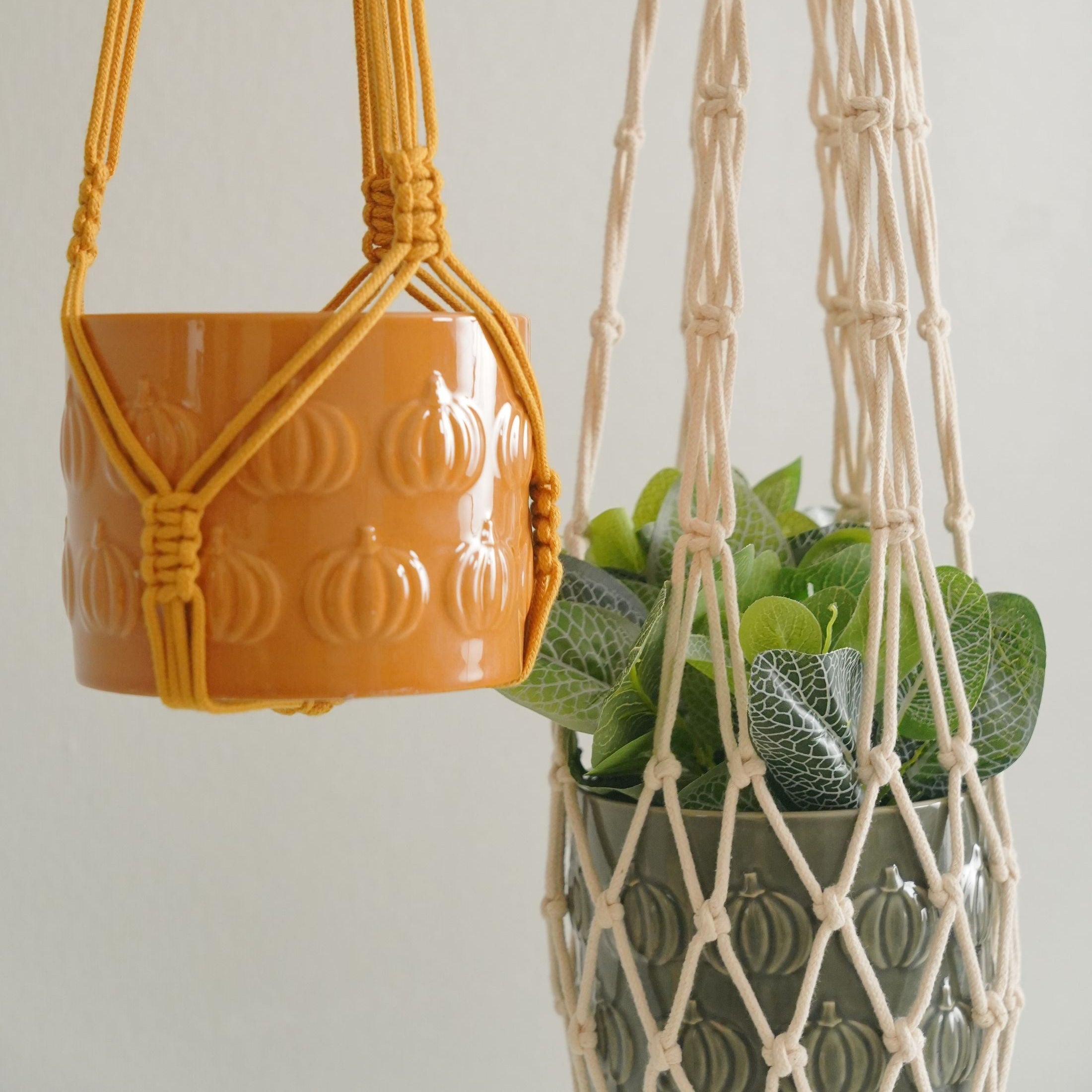Macrame Plant Hanger – Minimalist Cotton Pot Holder I15