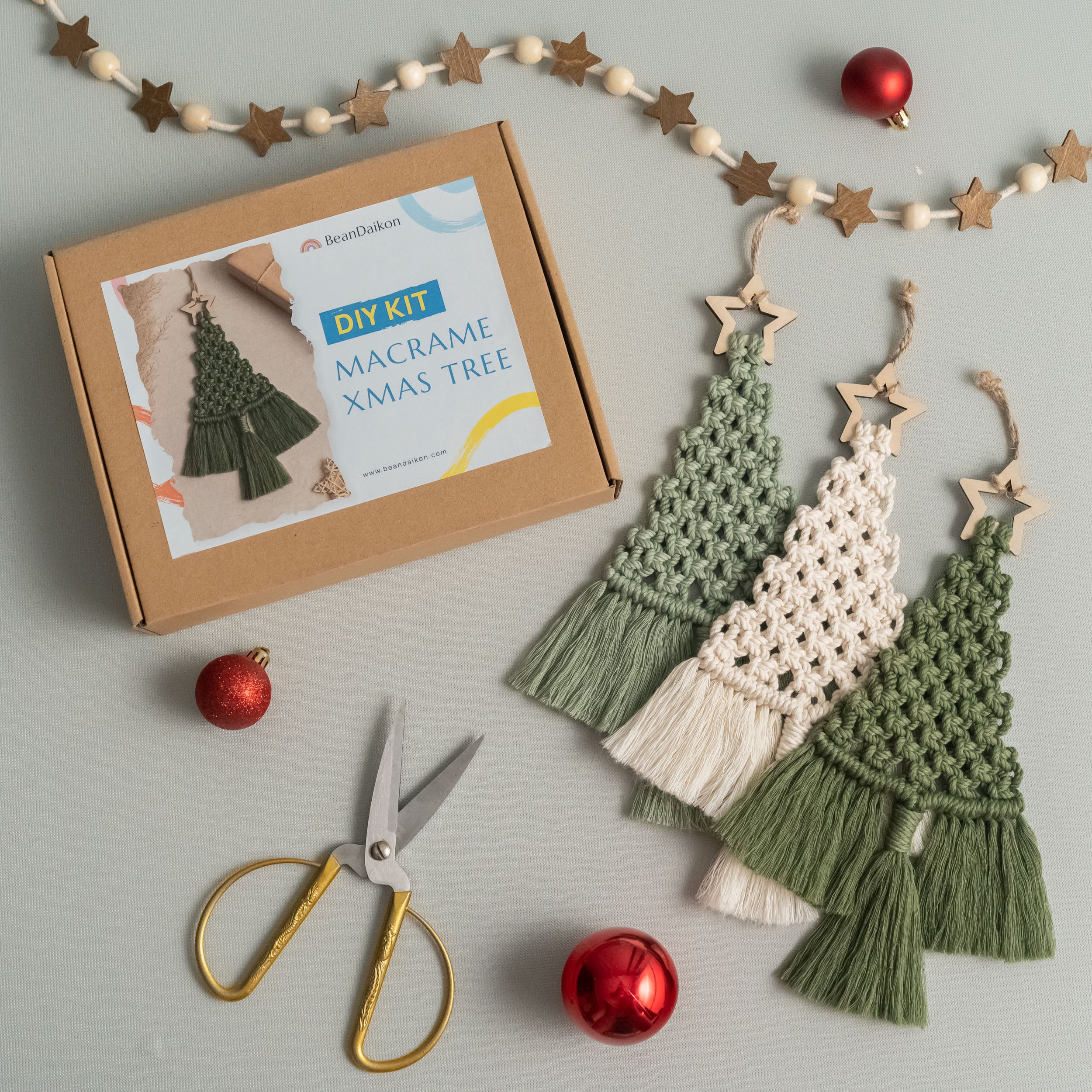 Macrame Christmas Tree Kit – Cotton Cord DIY Craft Kit Decor K19