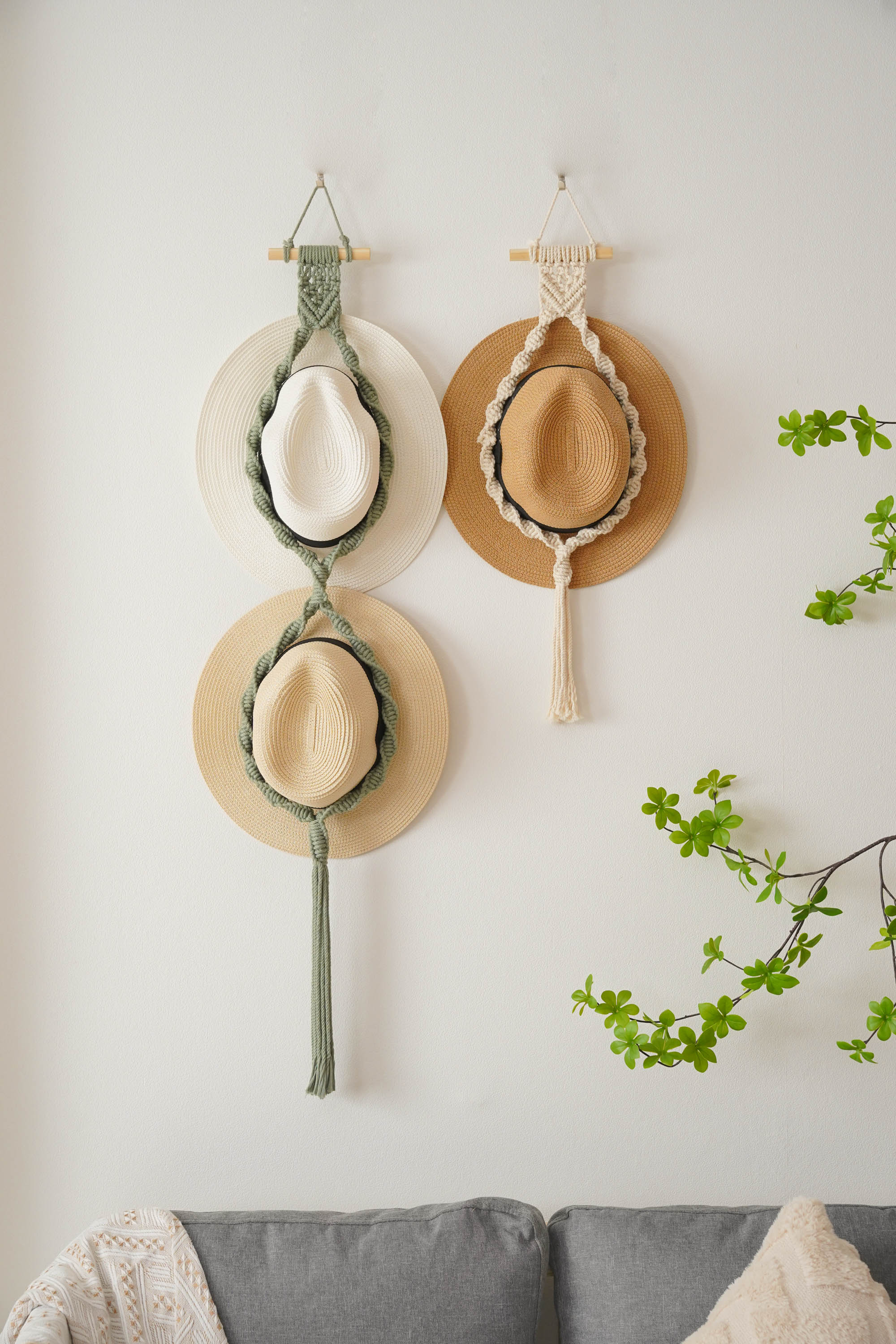 Macrame Hat Holder Pattern with Macrame Cord for Wall Decor P28