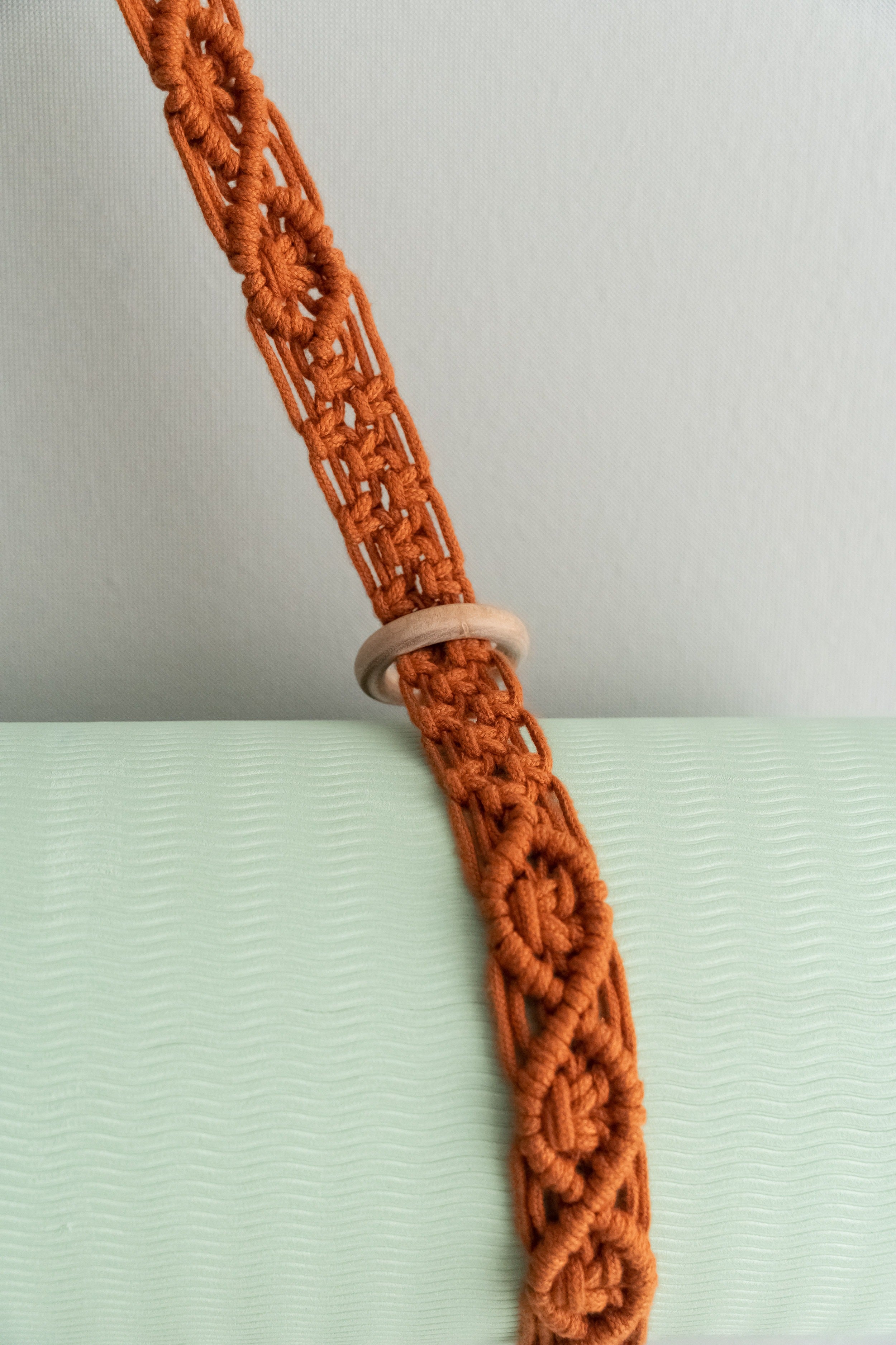Macrame Yoga Mat Strap with Wooden Ring for Yoga Mat Holder I83