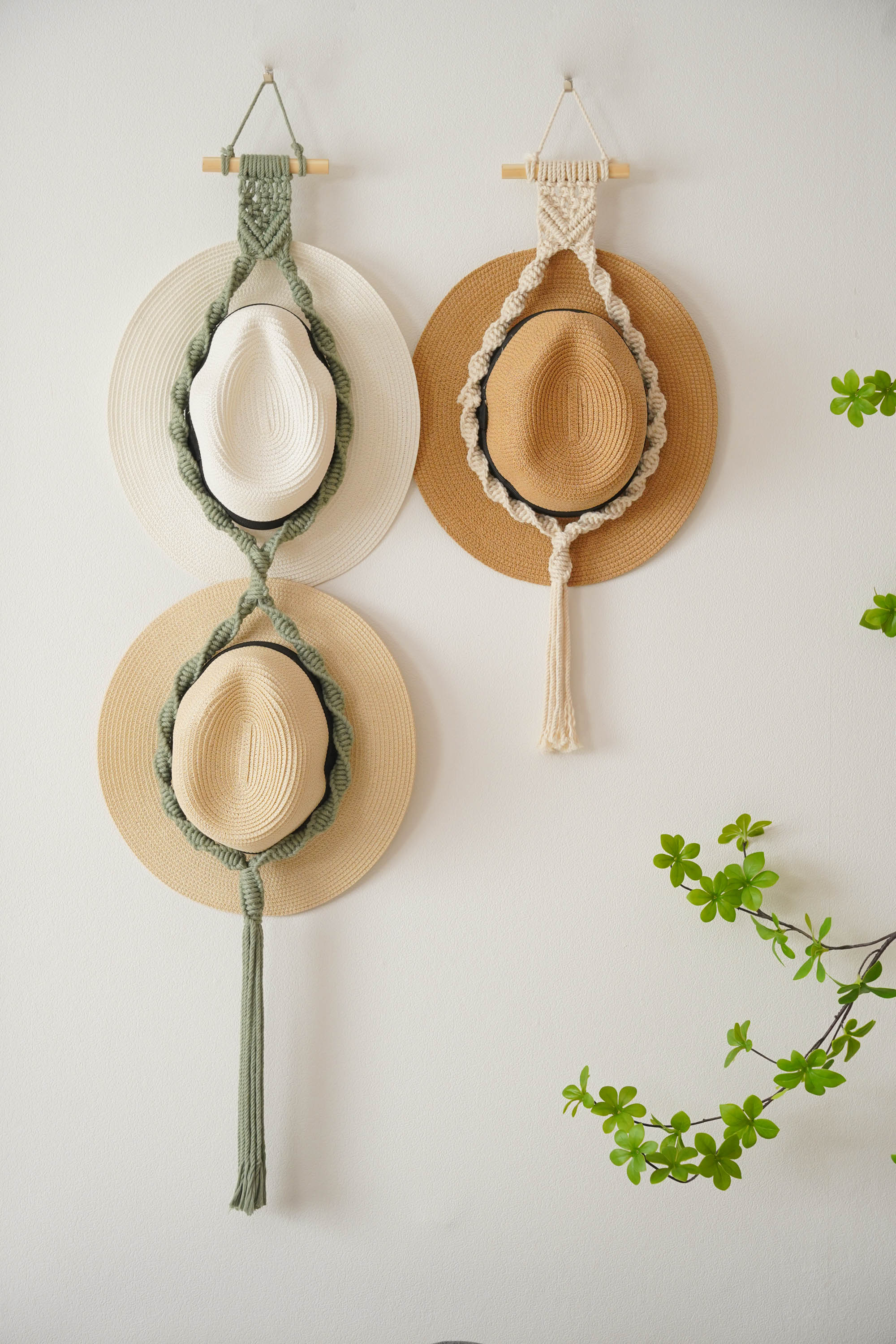 Macrame Hat Holder Pattern with Macrame Cord for Wall Decor P28