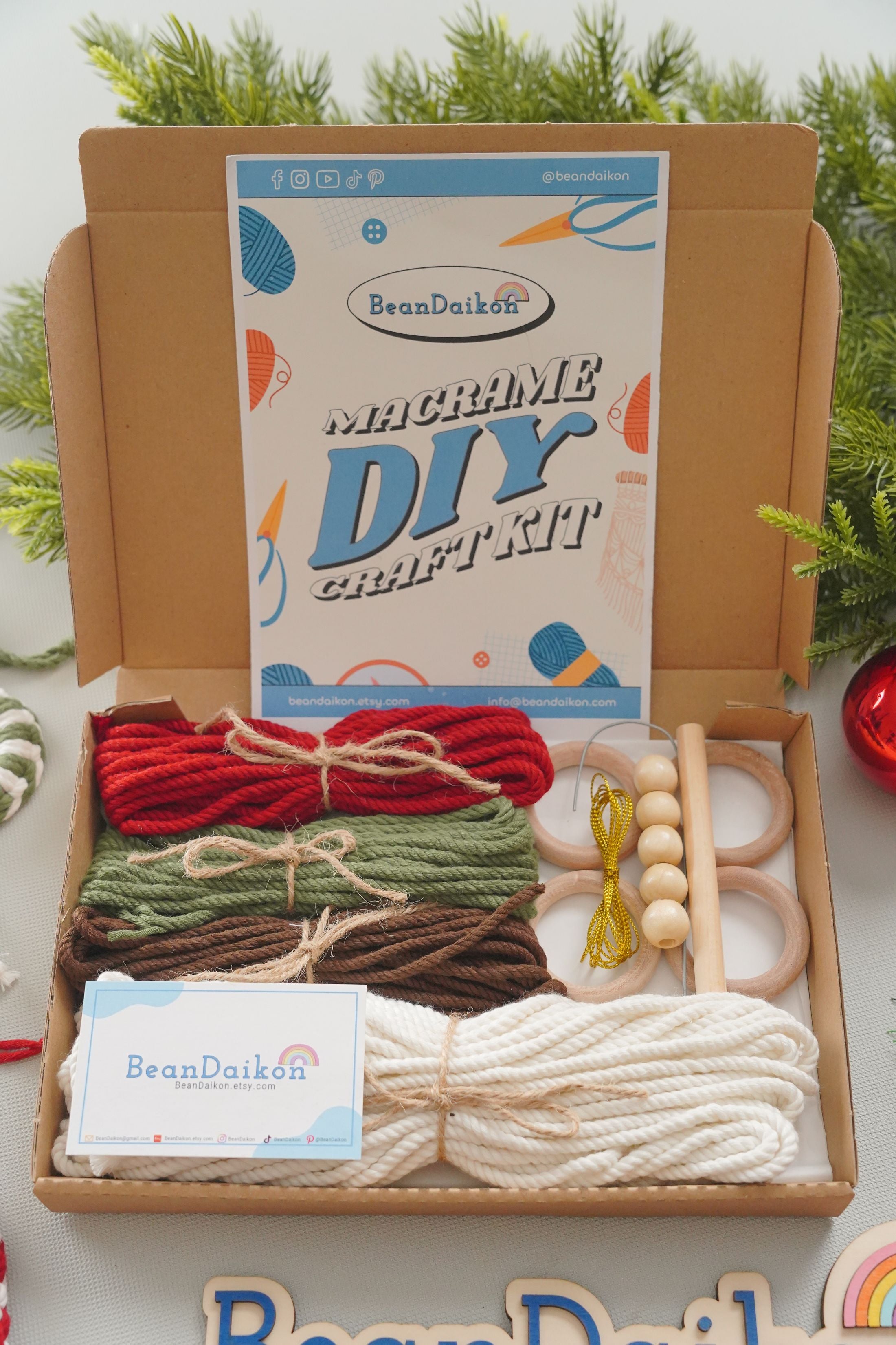 Macrame Christmas Ornament DIY Kit – Handmade Holiday Decor K65