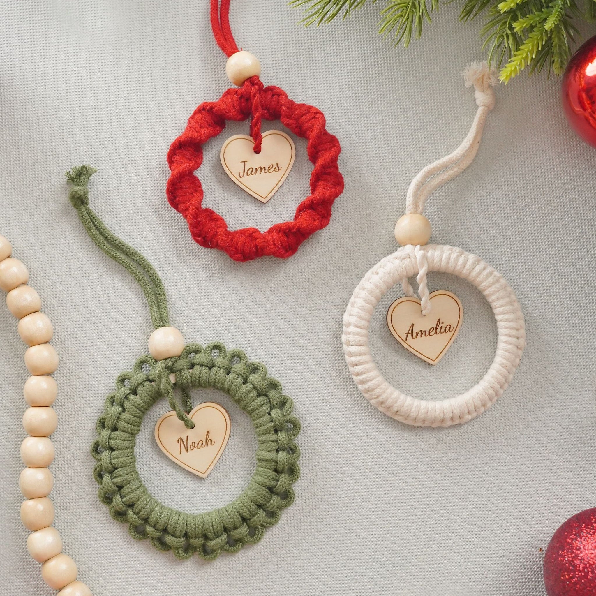 Personalized Macrame Ornament DIY Kit macrame cord wood for christmas diy kits K66