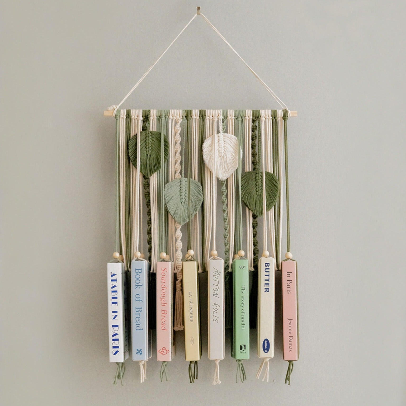 Macrame Book Organizer – Hanging Wall Bookshelf for Kids Room I62
