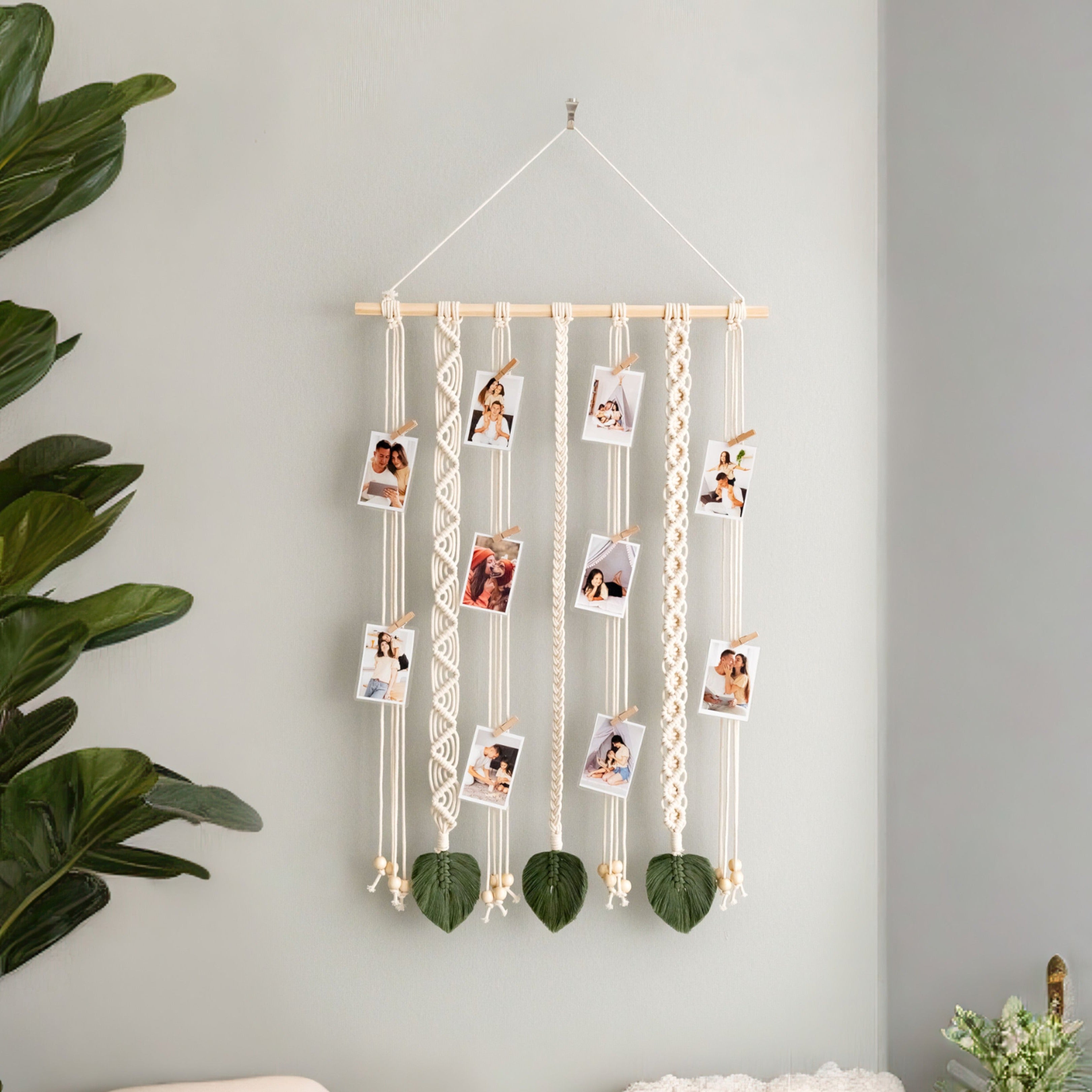 Personalized Macrame Photo Hanger for Custom Wall Displays