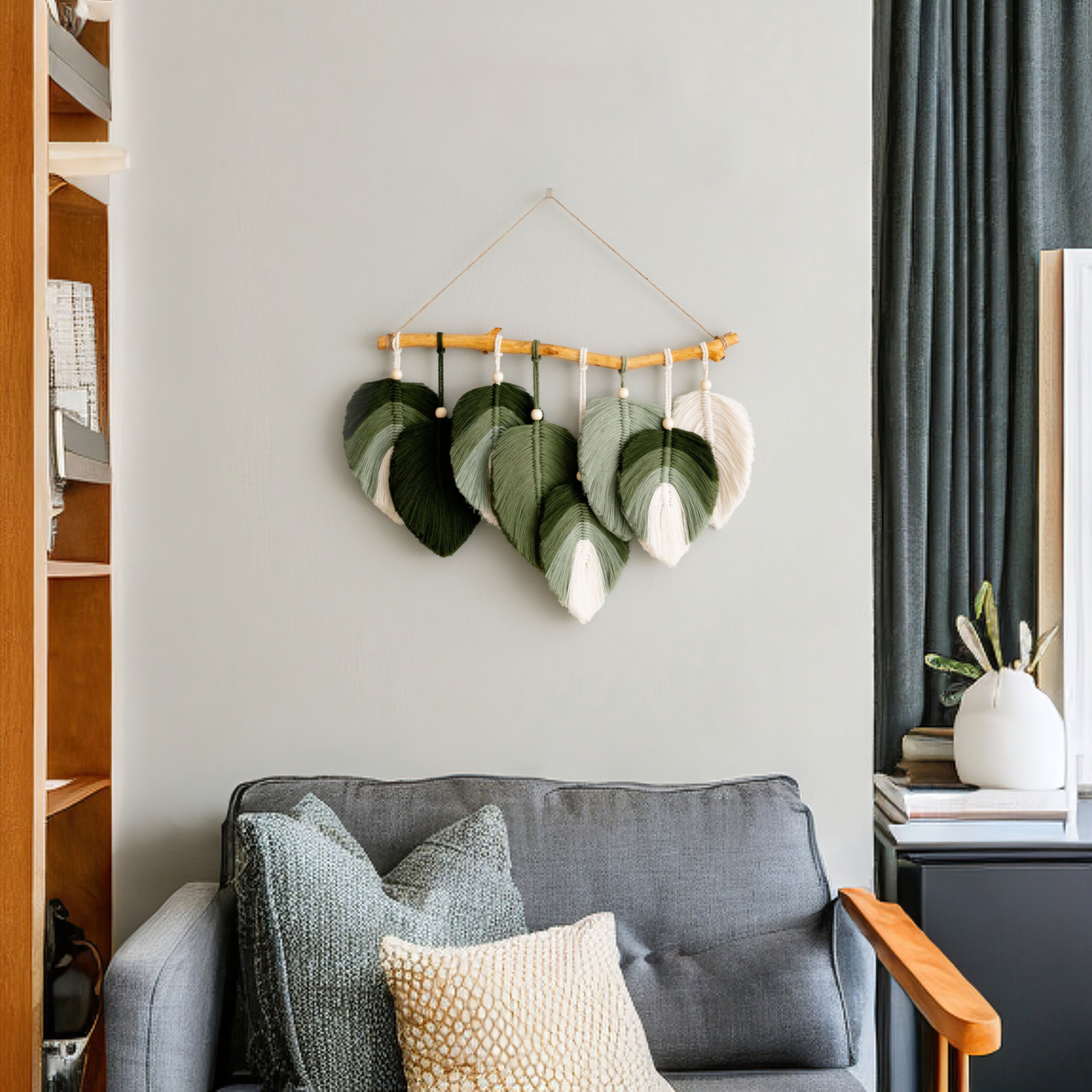 Macrame Wall Hanging - Cotton Rope Leaf Decor L43