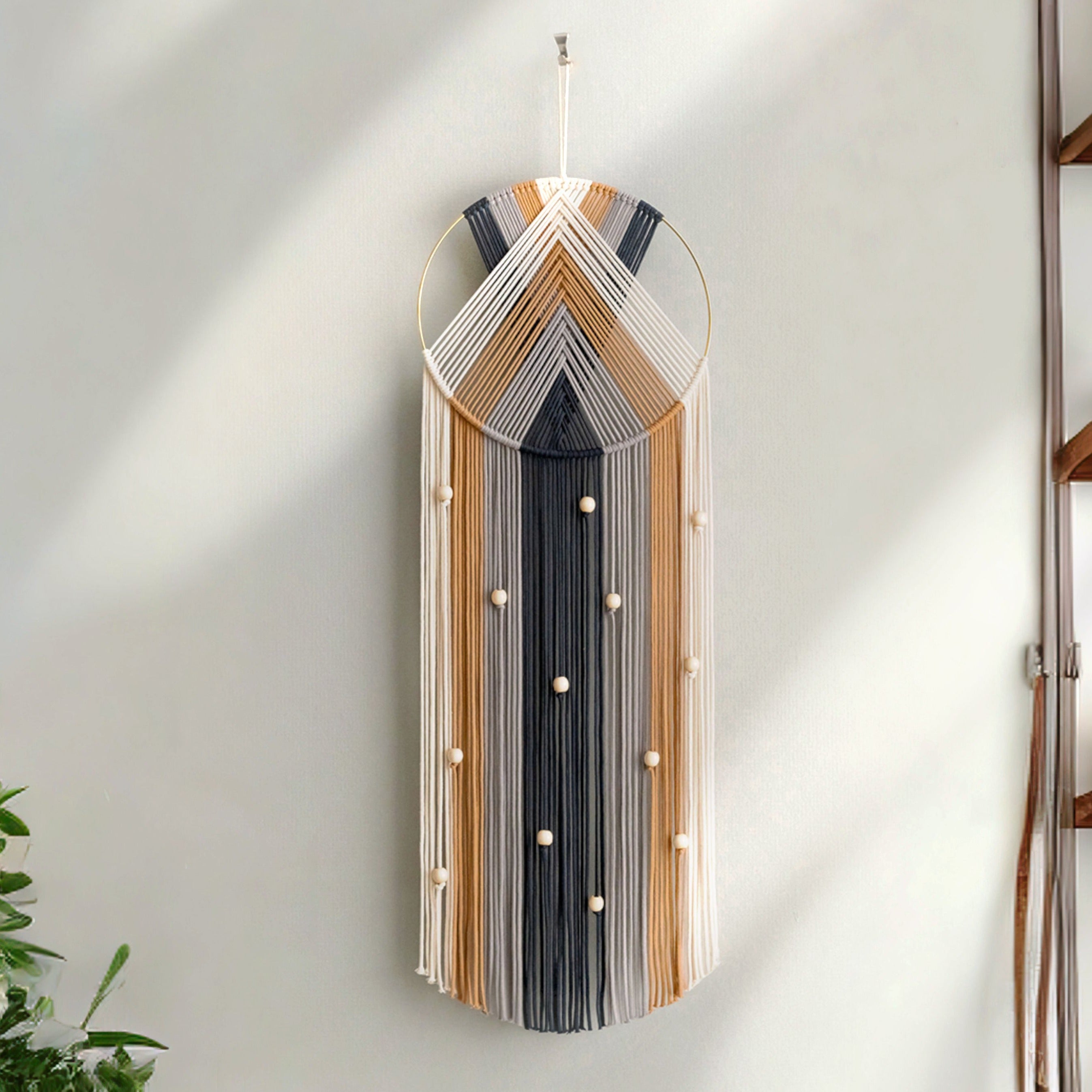 Boho Macrame Wall Hanging – Cotton Dreamcatcher Wall Decor Handmade V51
