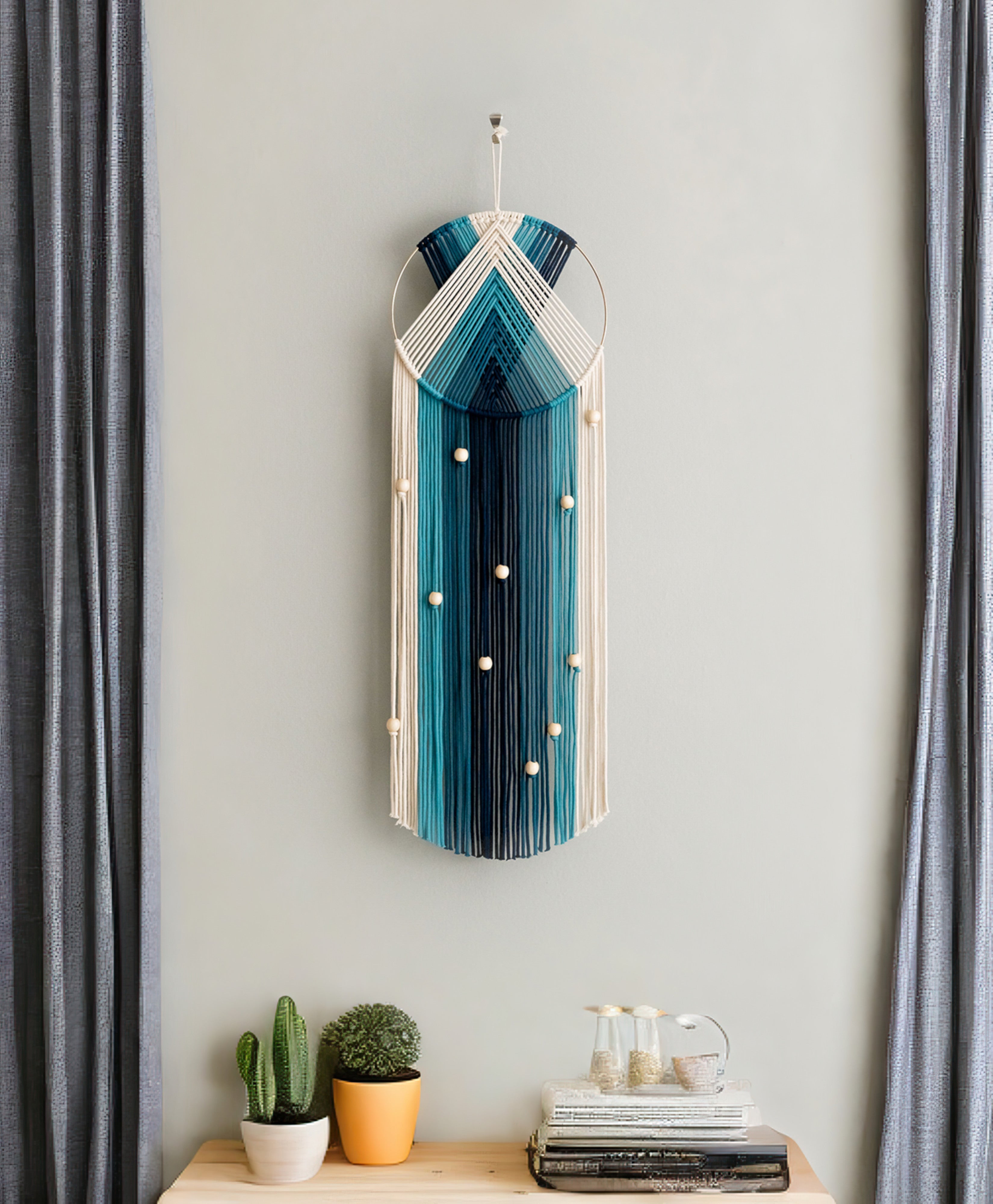 Boho Macrame Wall Hanging – Cotton Dreamcatcher Wall Decor Handmade V51