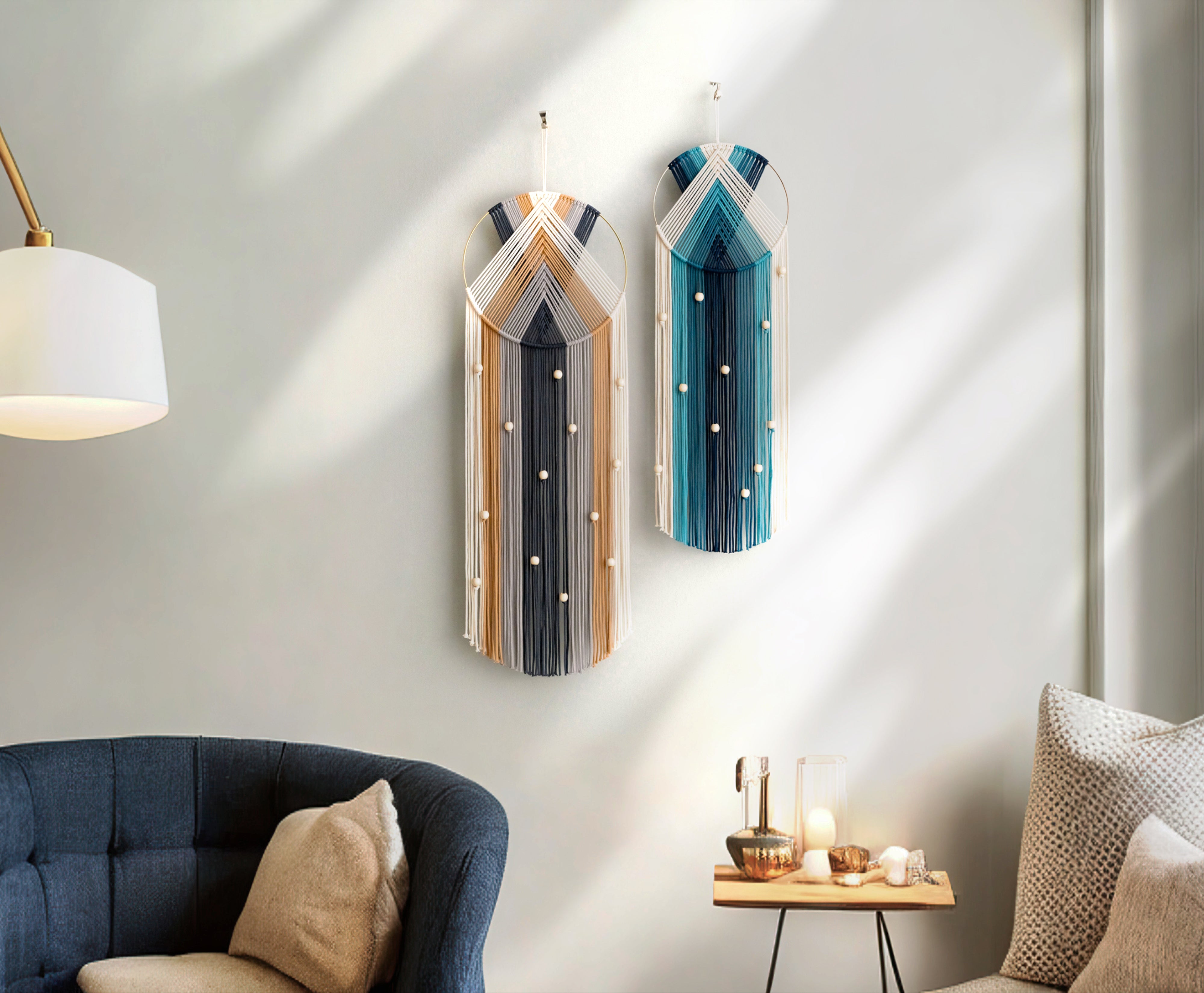 Boho Macrame Wall Hanging – Cotton Dreamcatcher Wall Decor Handmade V51