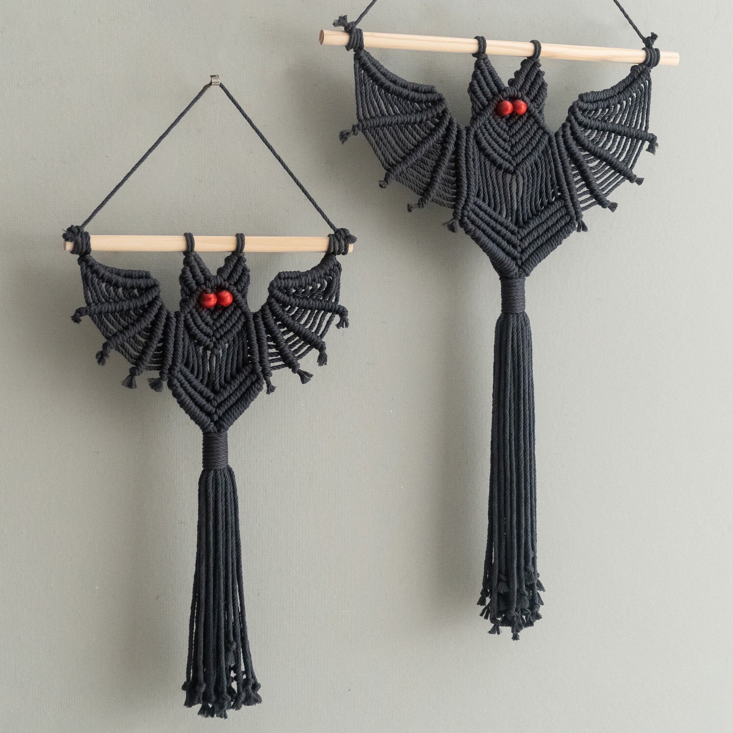 Macrame Wings Wall Hanging with driftwood for spooky gothic wall decor V12