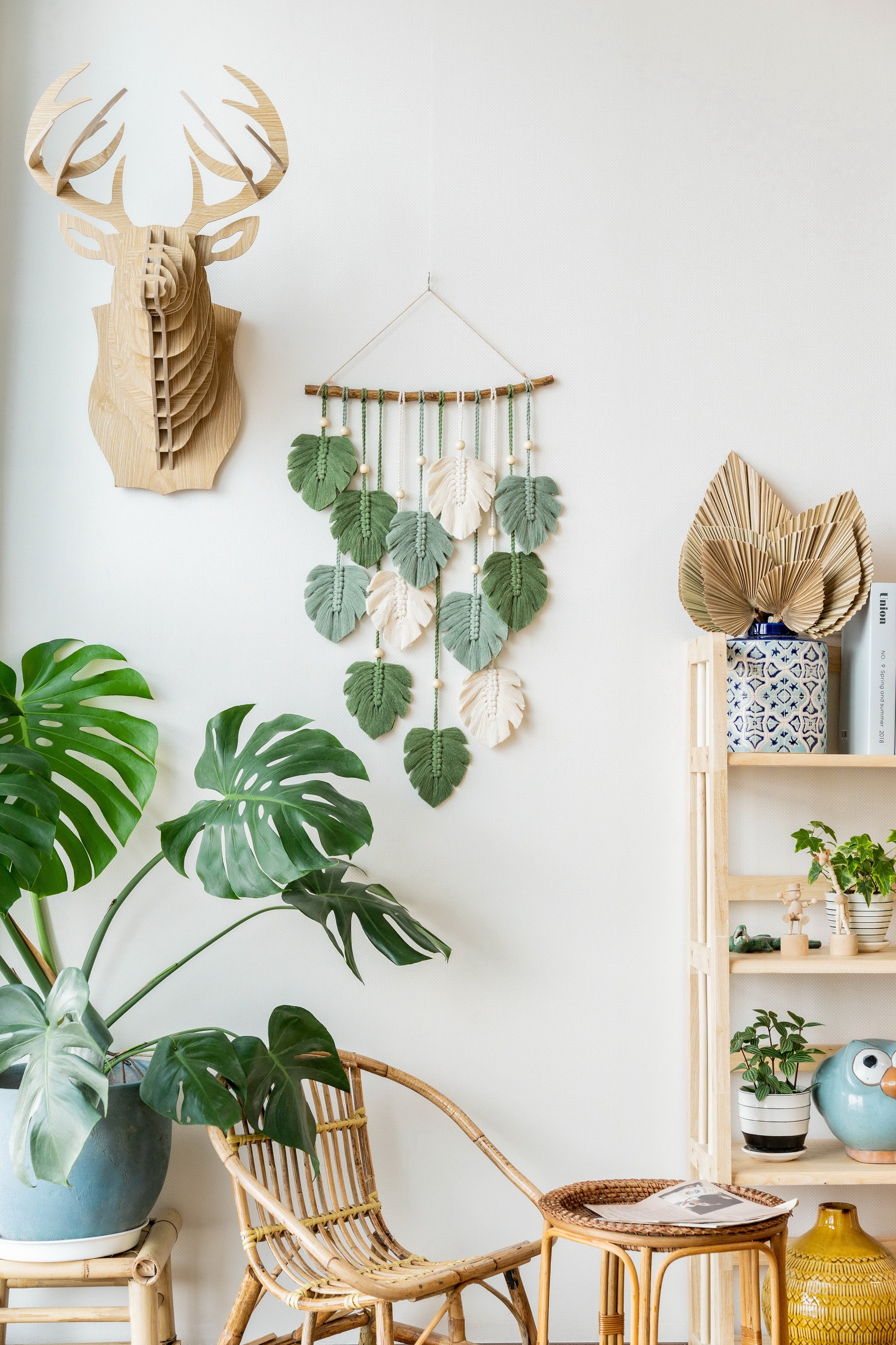 Macrame Leaf Wall Hanging with Macrame Cord for Boho Wall Decor L47