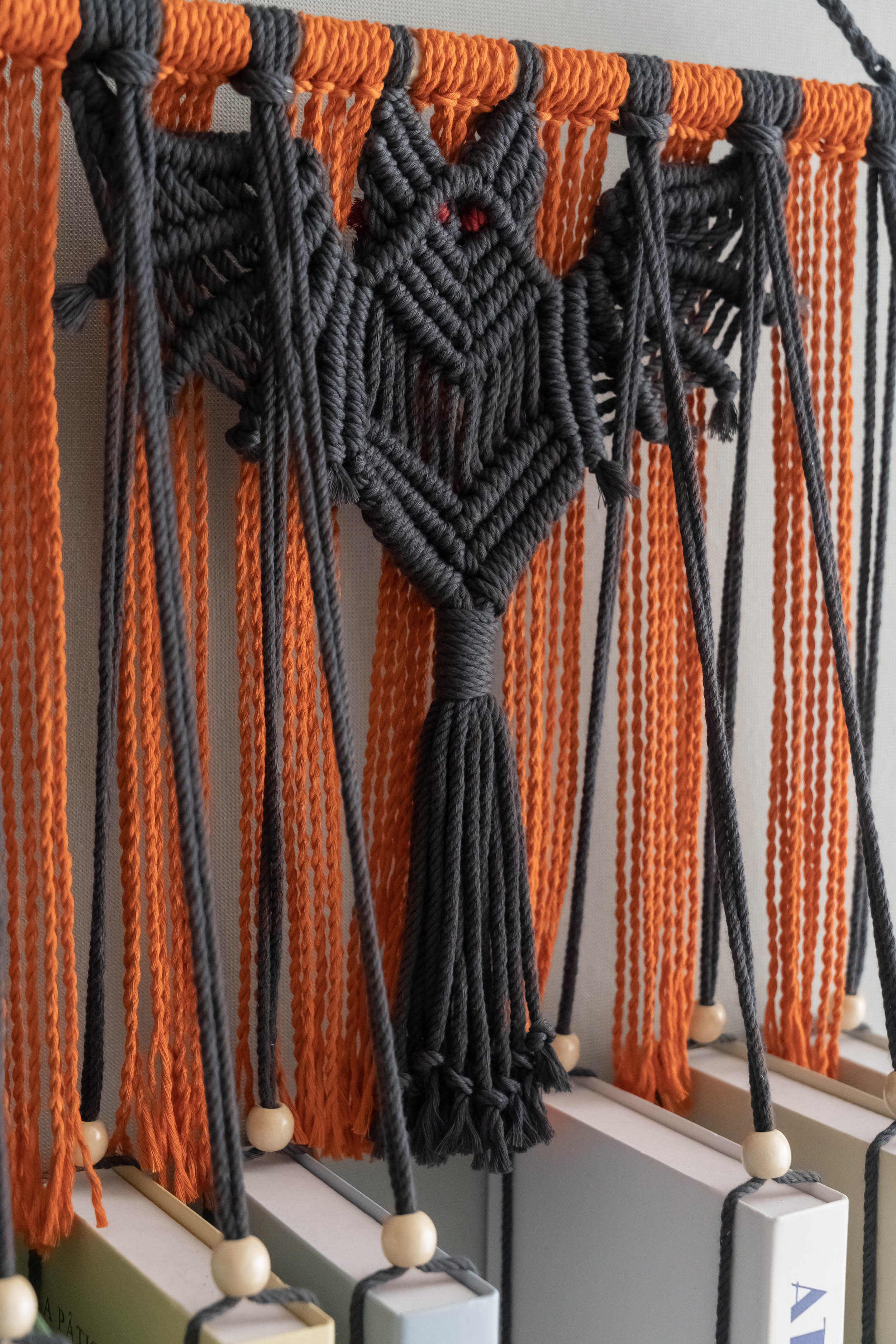 Macrame Bat-Inspired Wall Book Holder for Hanging Book Storage H19