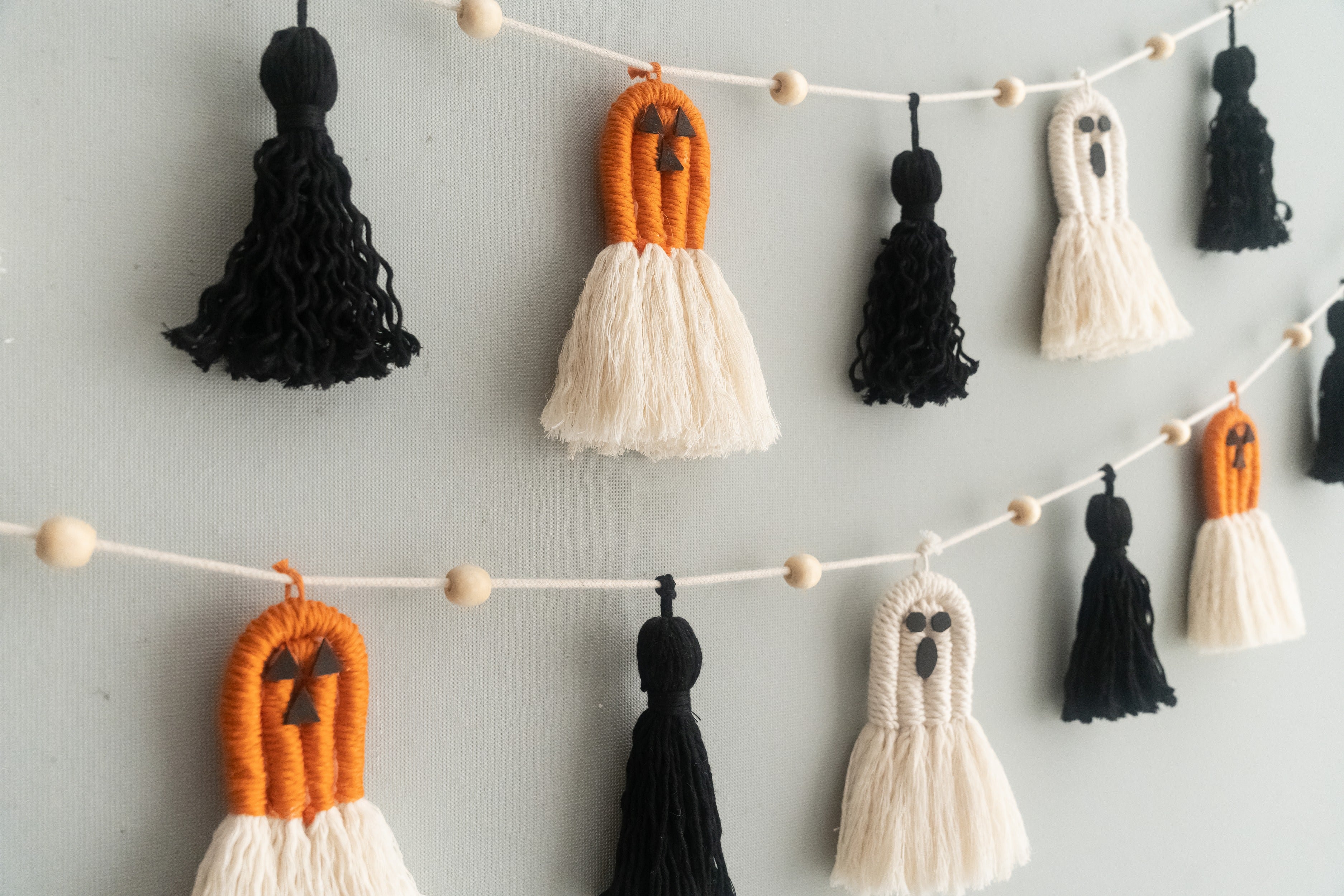 Halloween Ghost Garland macrame cord for halloween garland decor and boho halloween decor U13
