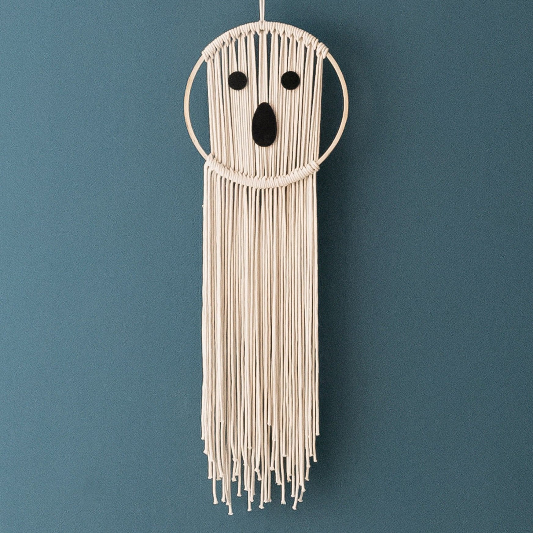 Macrame Pumpkin Ghost – Cotton Halloween Wall Hanging Decor V74