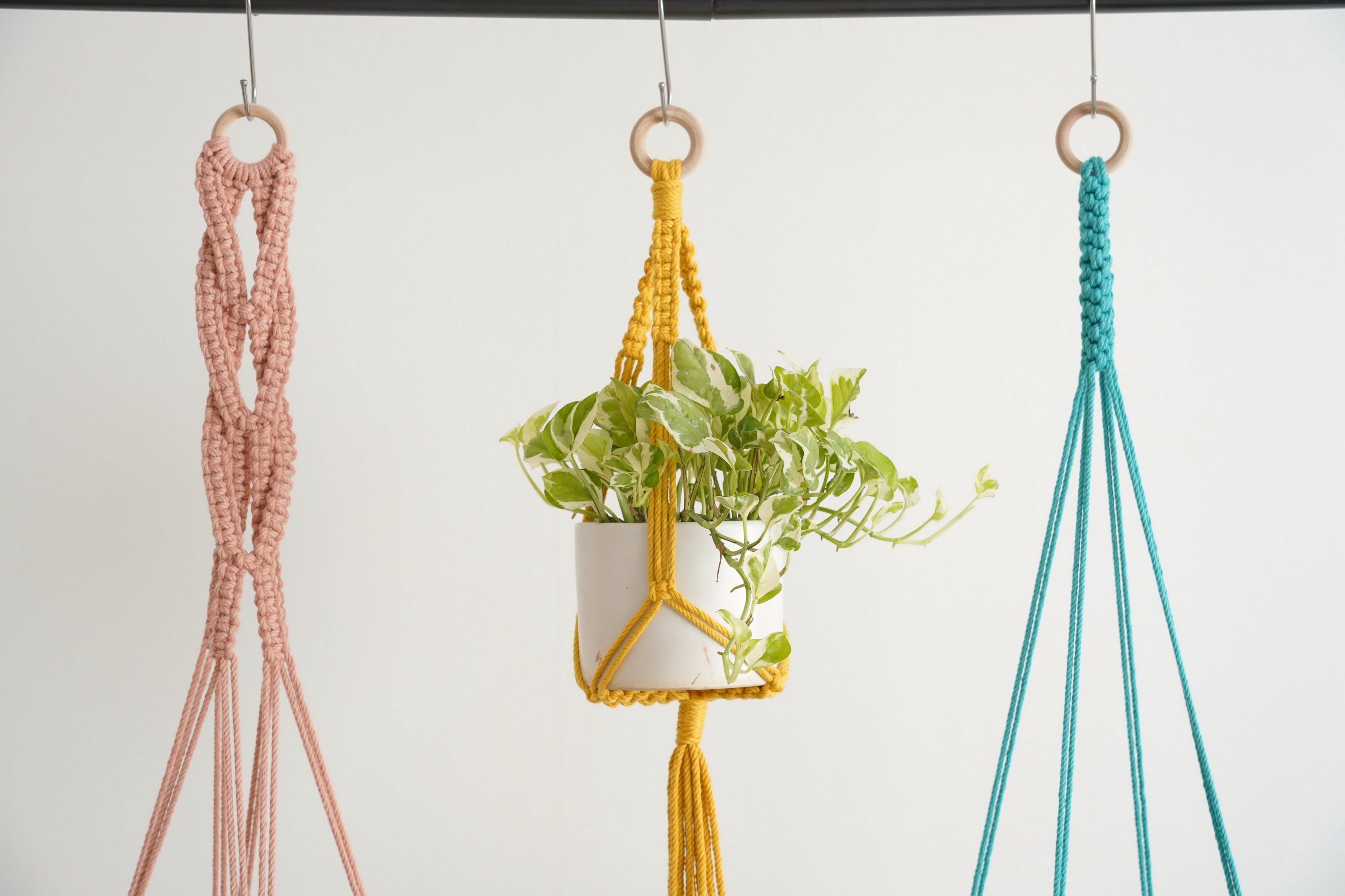 Minimalist Cotton Rope - Macrame Plant Hanger with Tassel Decor H13