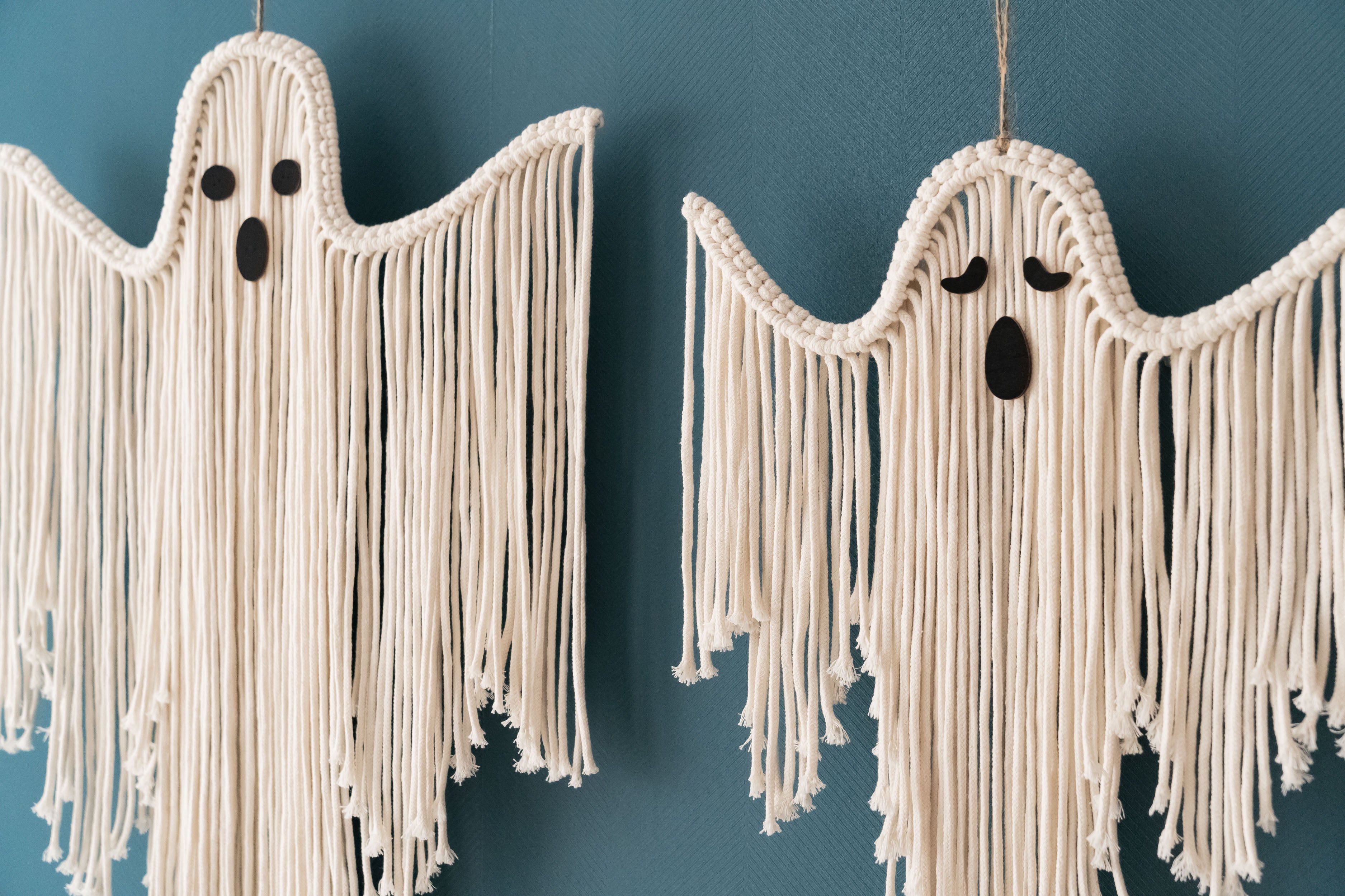 Macrame Ghost Halloween Decor – Cotton Spooky Wall Hanging V73